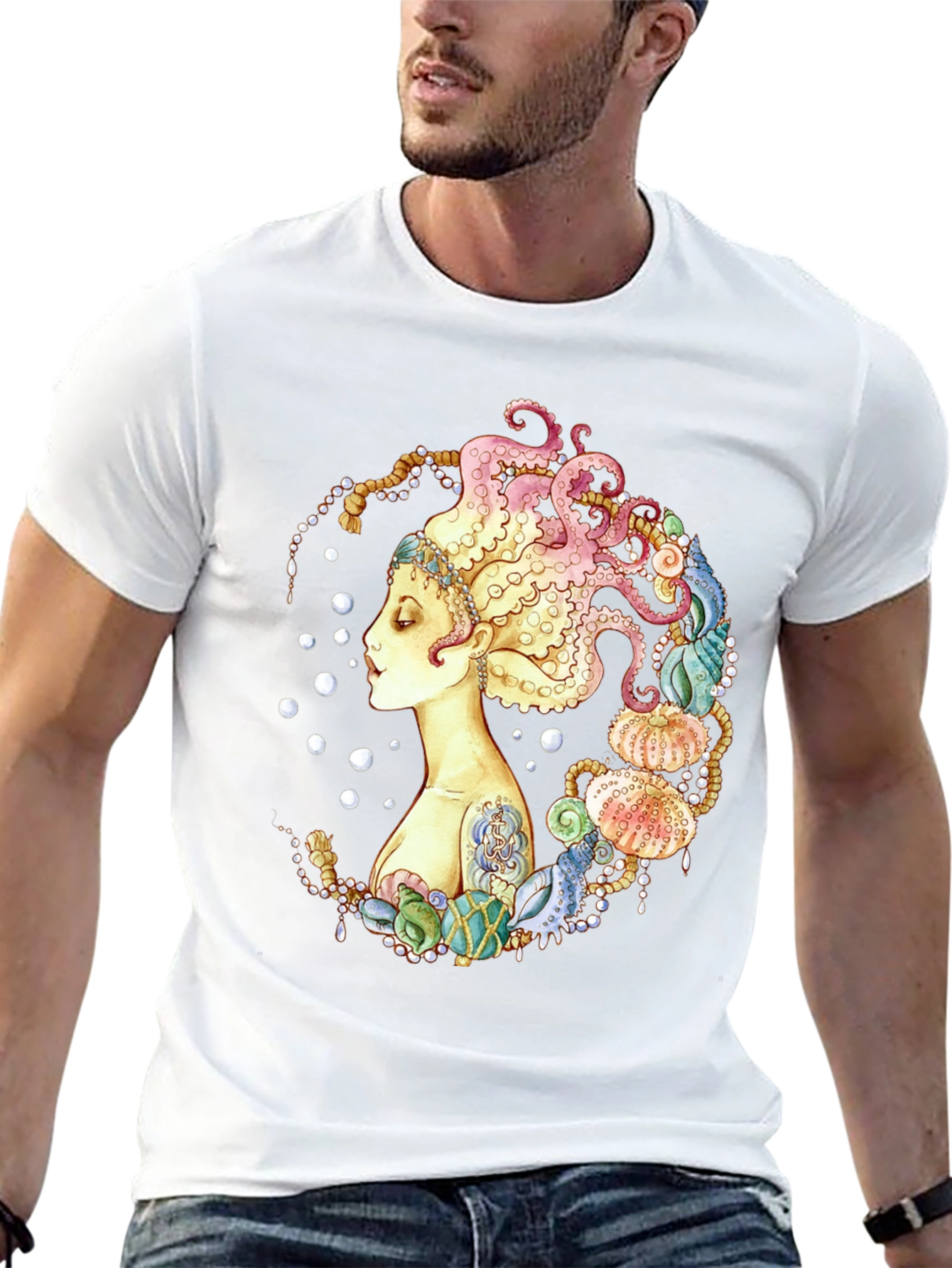 Octopus Mermaid Graphic Print T-Shirt