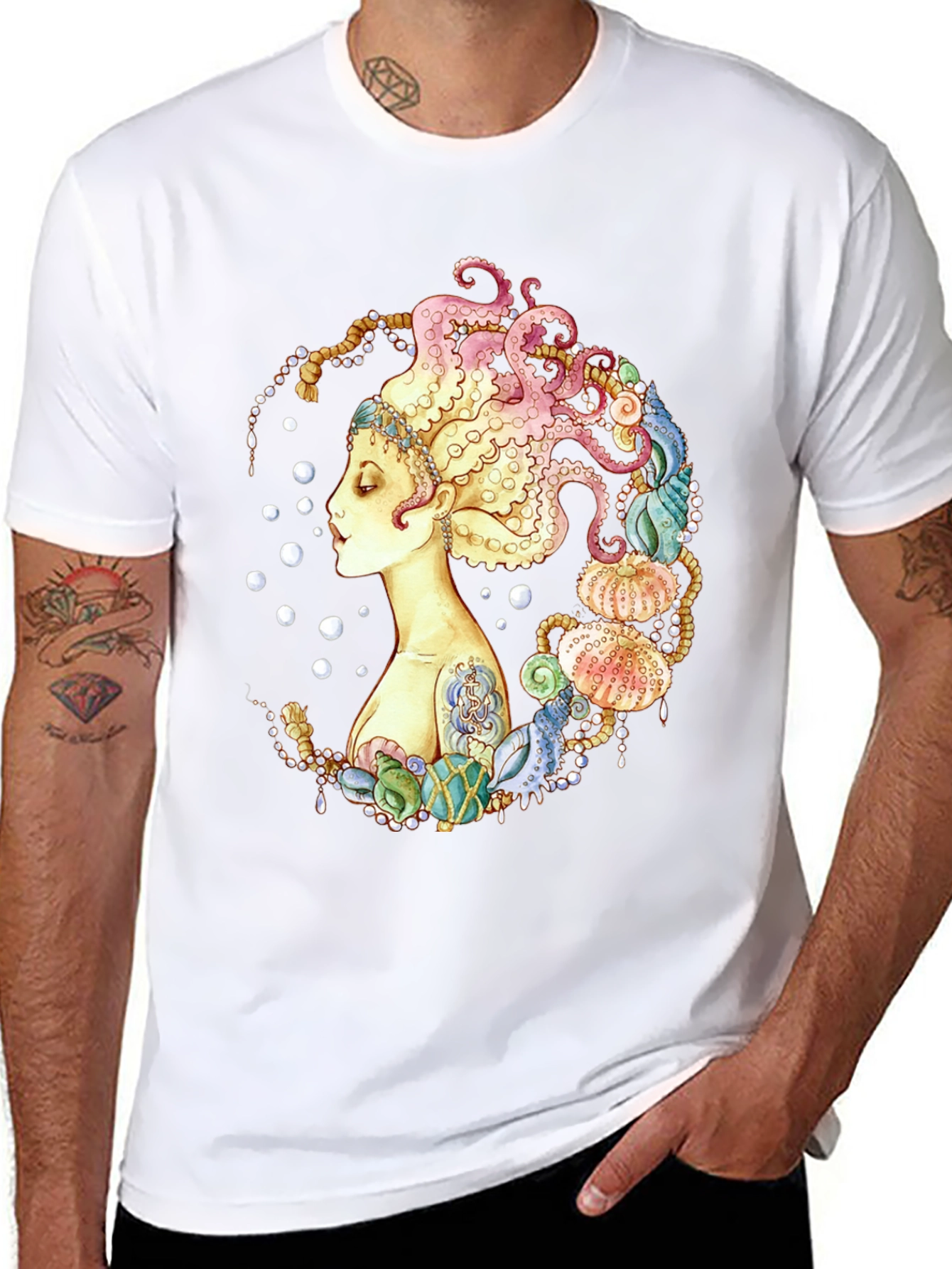 Octopus Mermaid Graphic Print T-Shirt