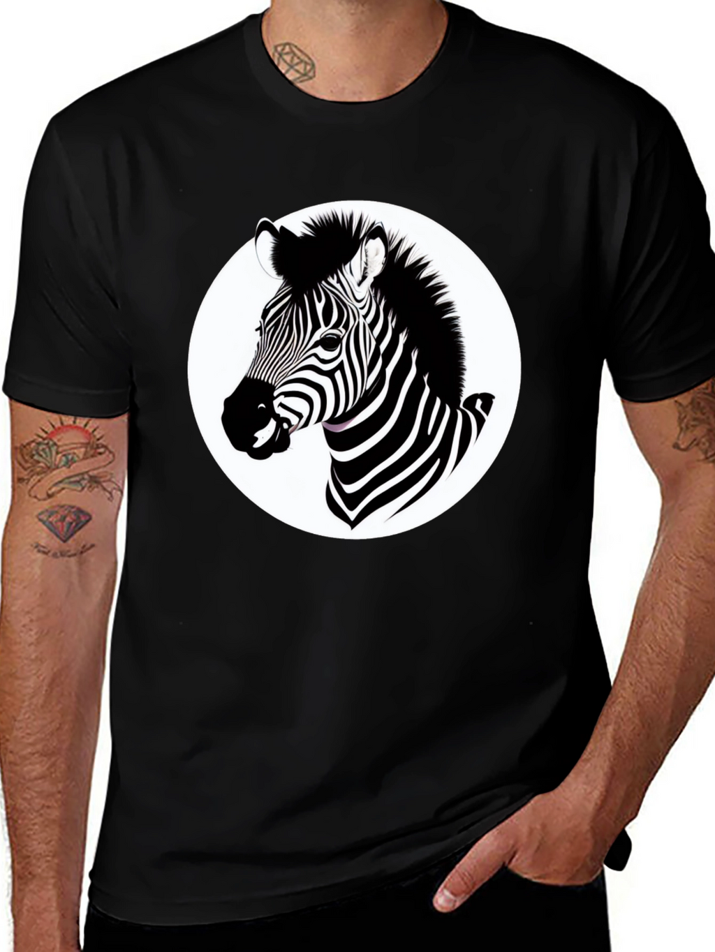 Zebra Graphic T-Shirt - Black Cotton Blend Tee