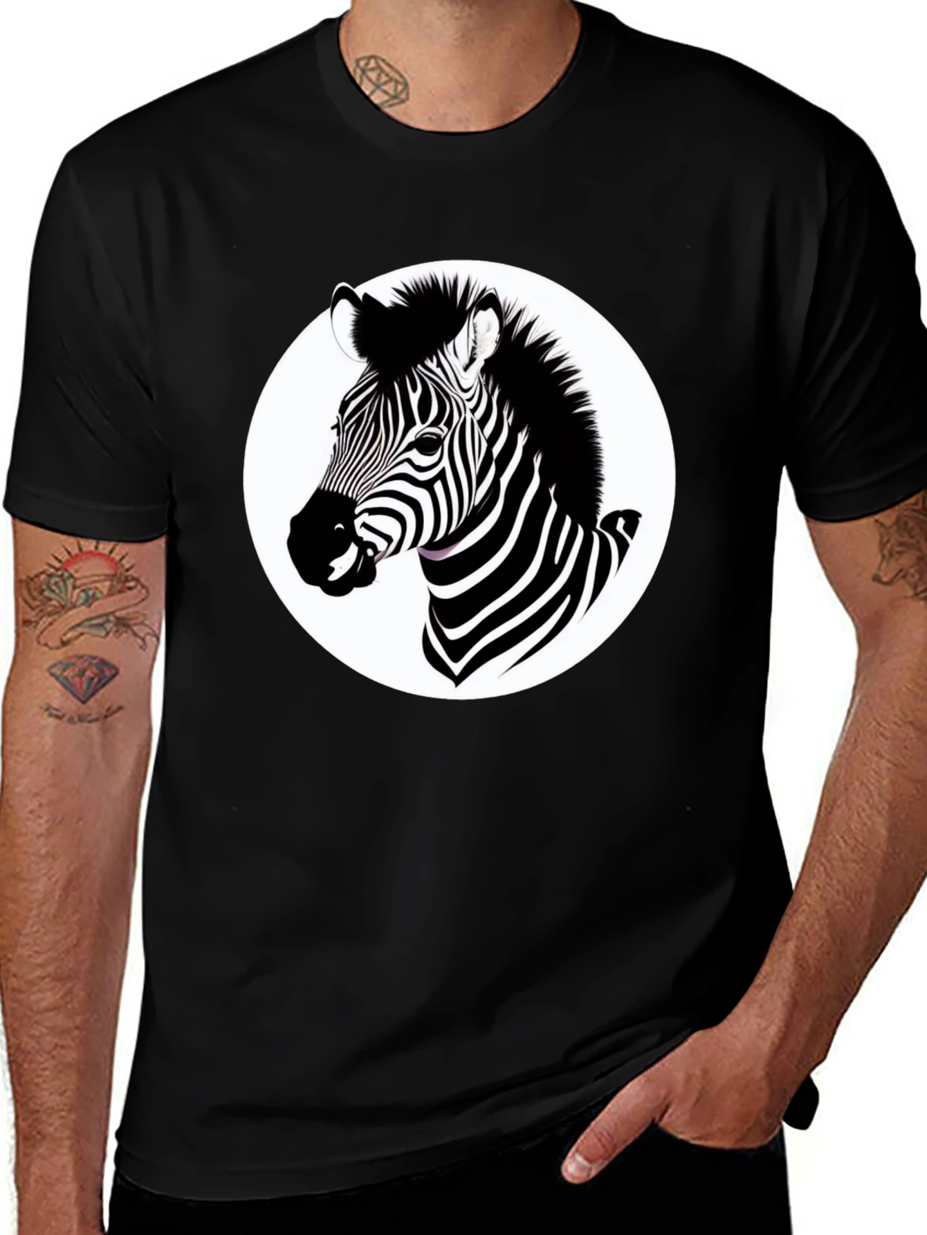 Zebra Graphic T-Shirt - Black Cotton Blend Tee