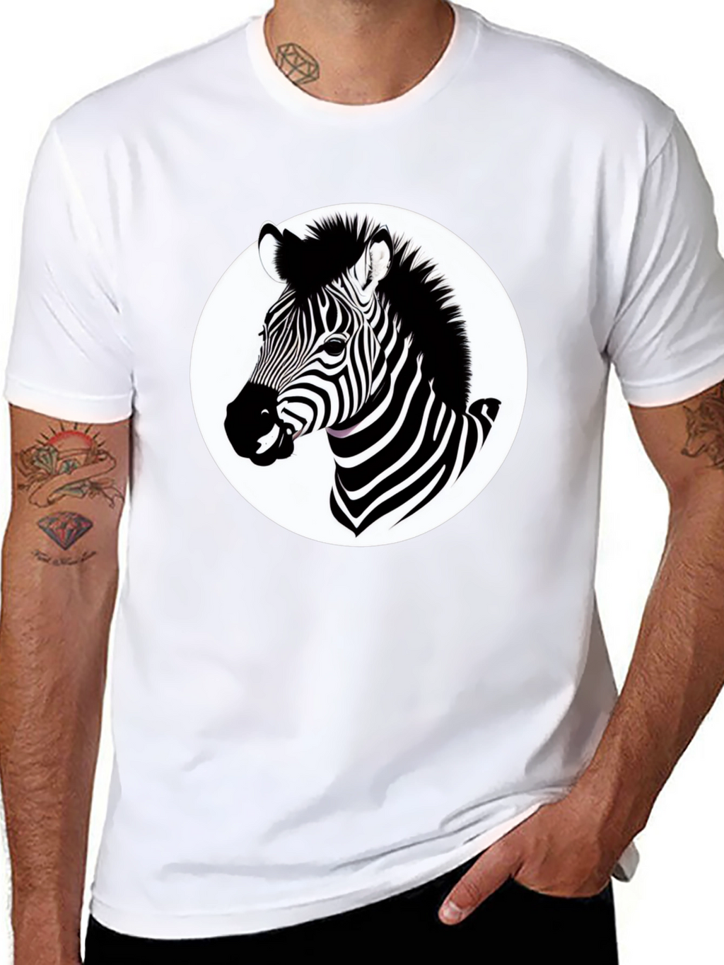 Zebra Graphic T-Shirt - Black Cotton Blend Tee