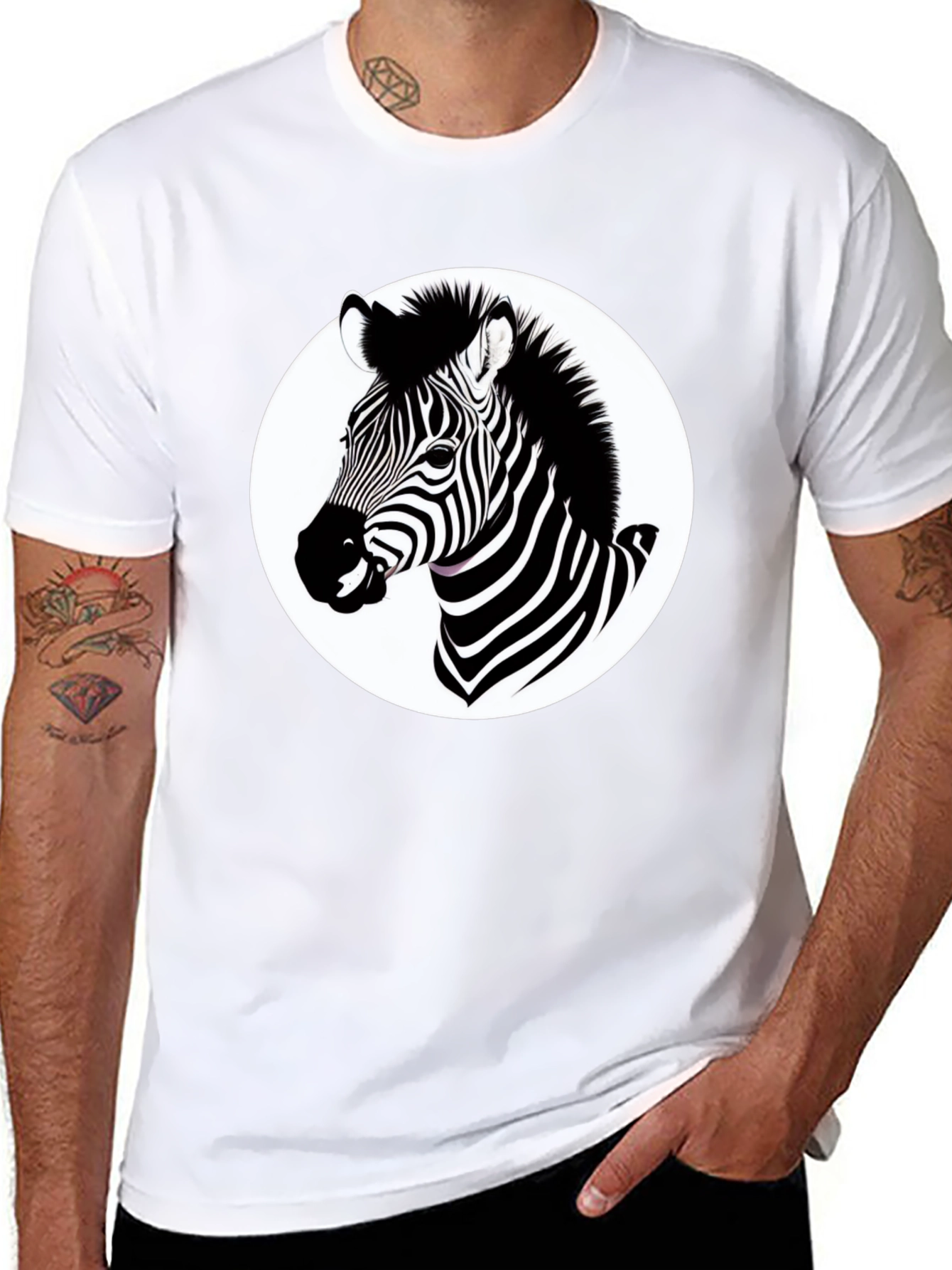 Zebra Graphic T-Shirt - Black Cotton Blend Tee