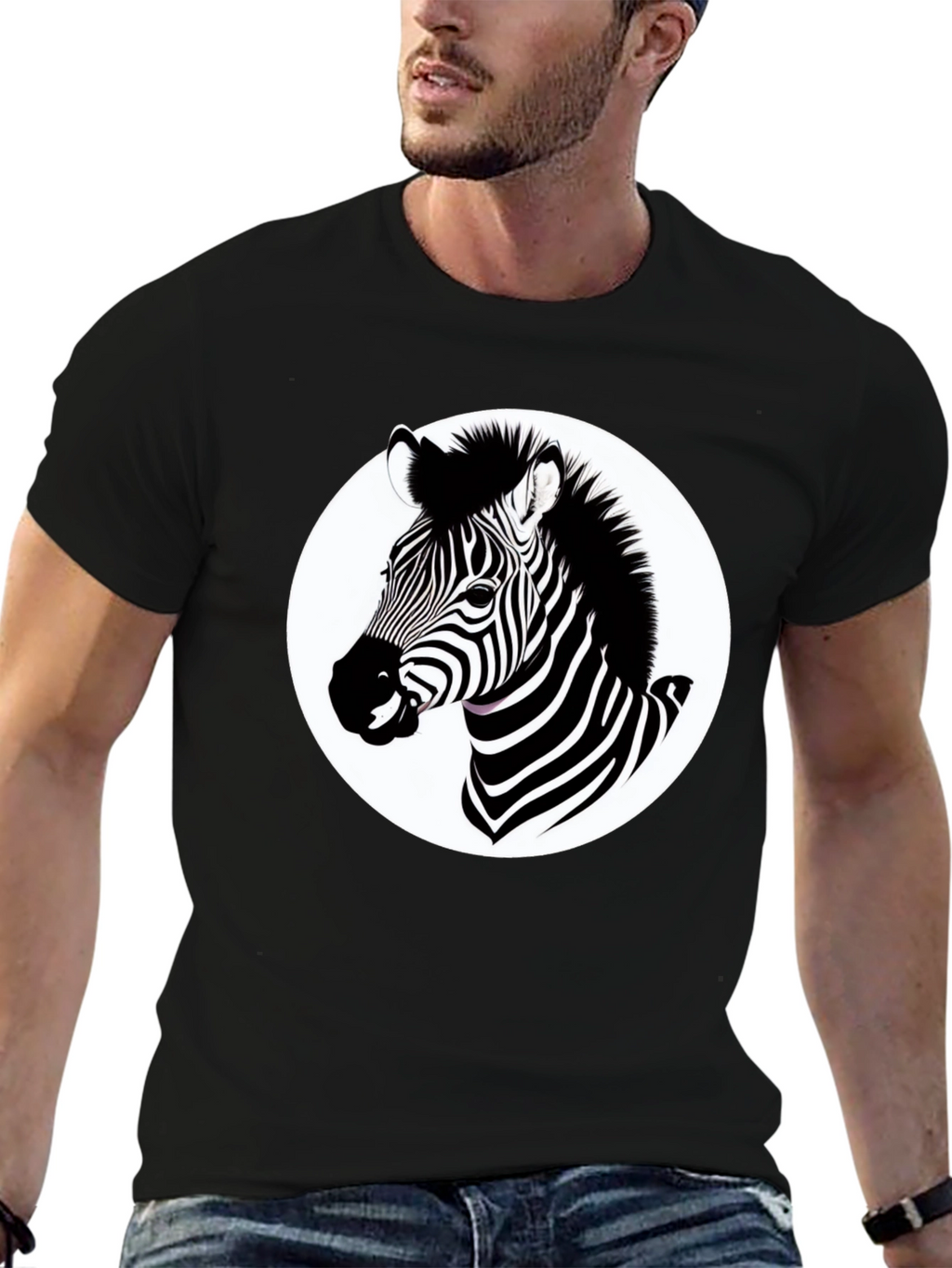 Zebra Graphic T-Shirt - Black Cotton Blend Tee