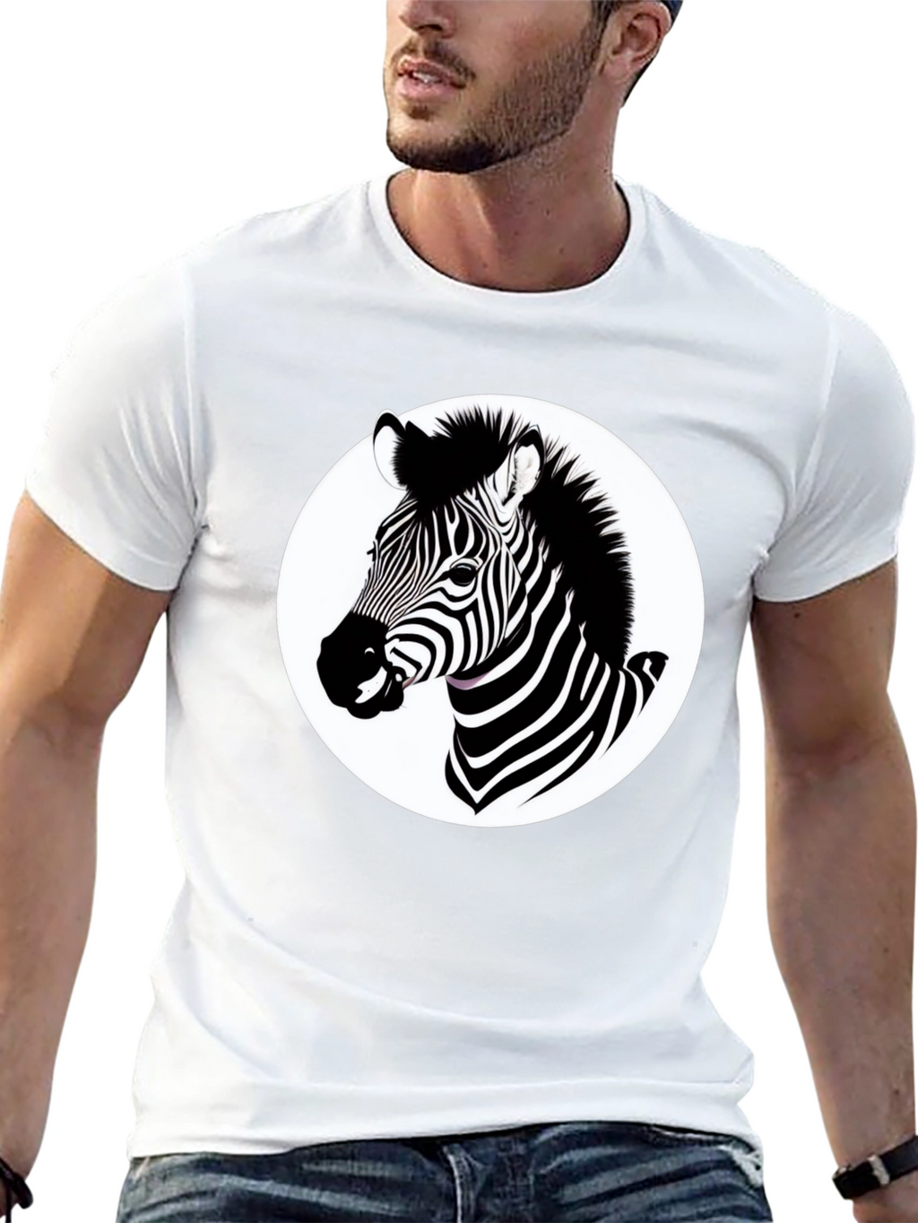 Zebra Graphic T-Shirt - Black Cotton Blend Tee