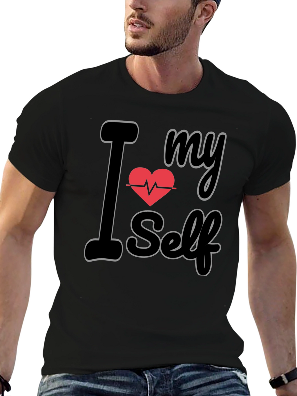 I Heart My Self Black Graphic Tee
