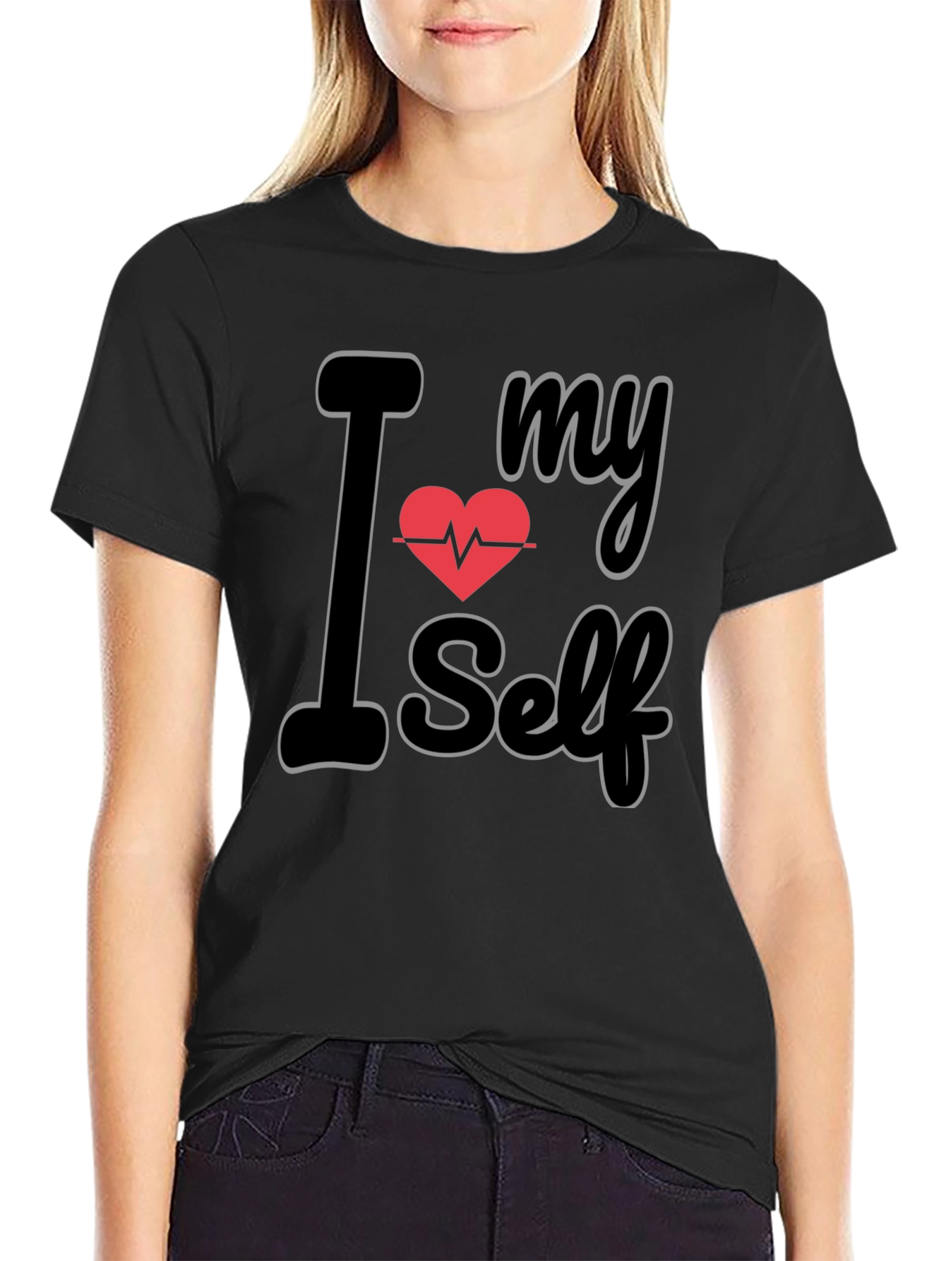I Heart My Self Black Graphic Tee