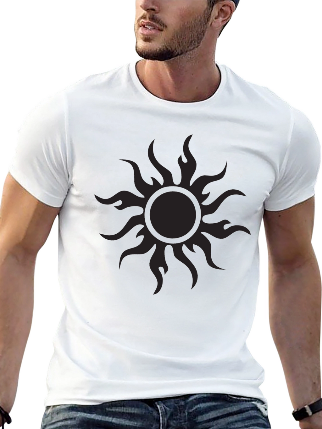 Mens Black Sun Graphic T-Shirt