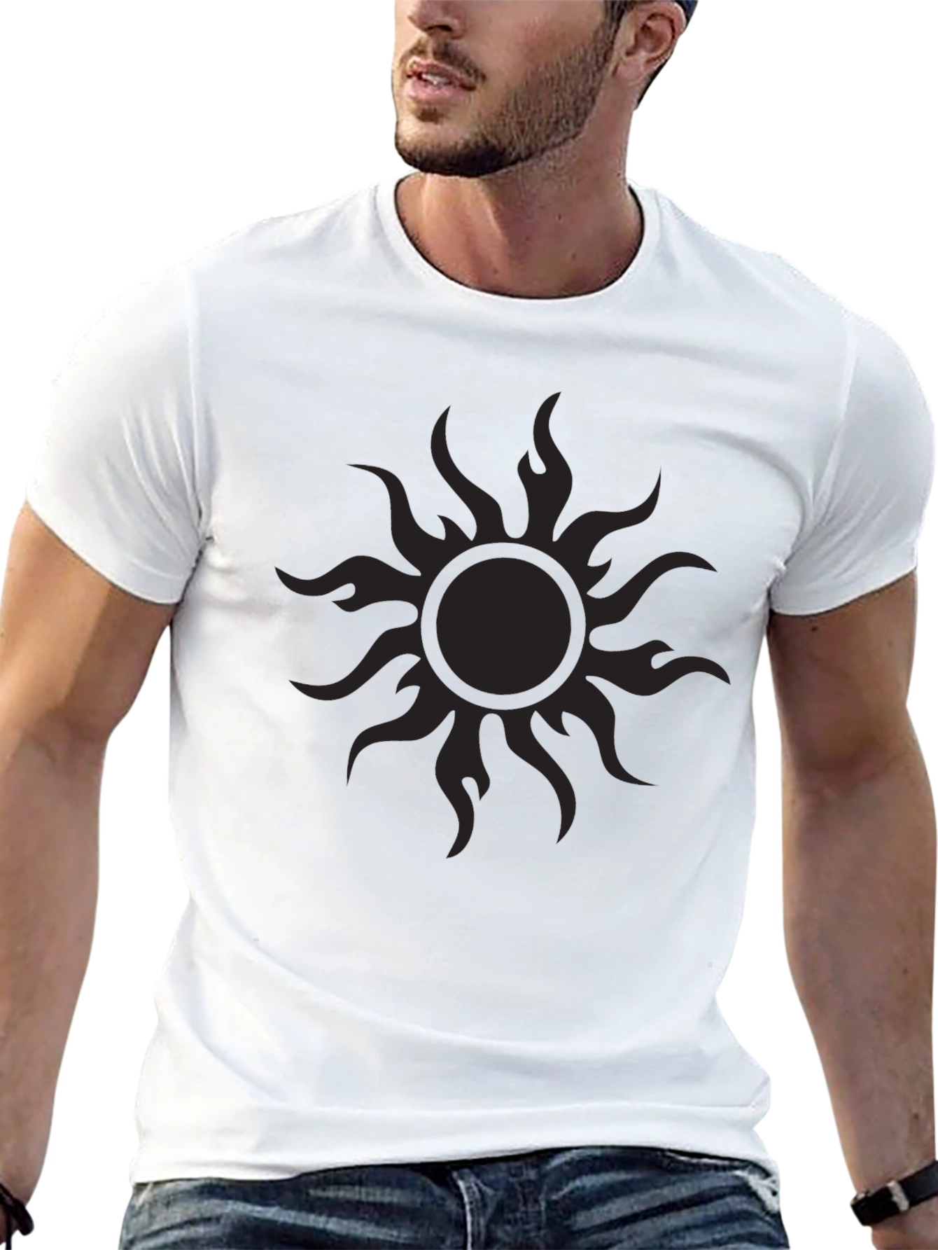 Mens Black Sun Graphic T-Shirt