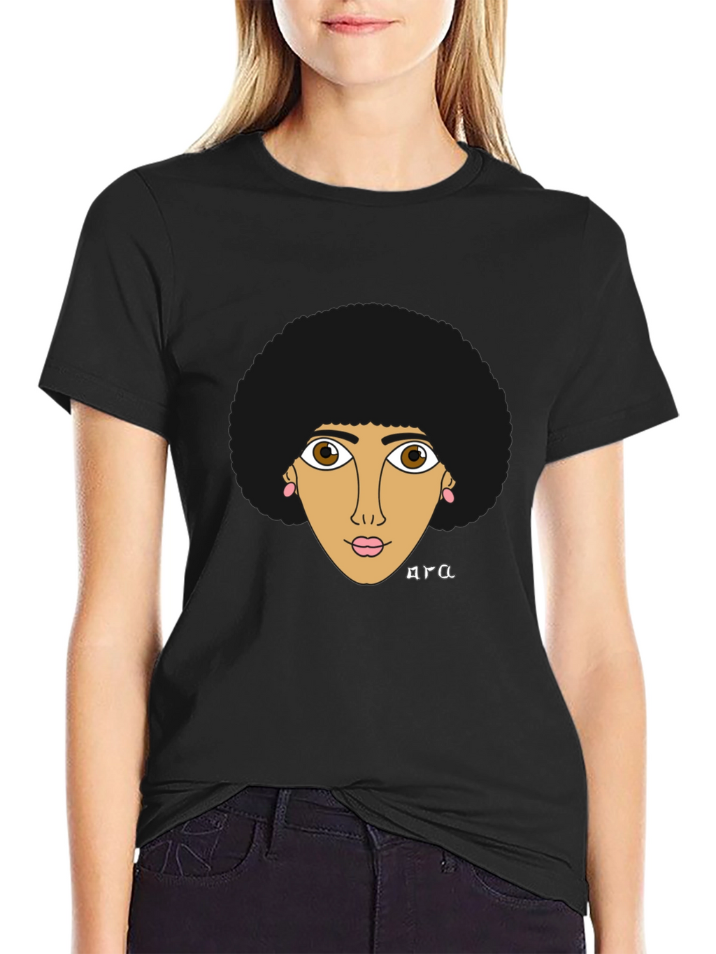 Afro Girl Graphic Tee - Stylish Black T-Shirt