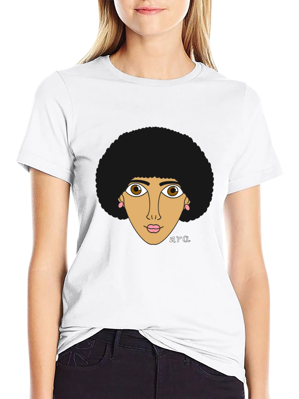 Afro Girl Graphic Tee - Stylish Black T-Shirt