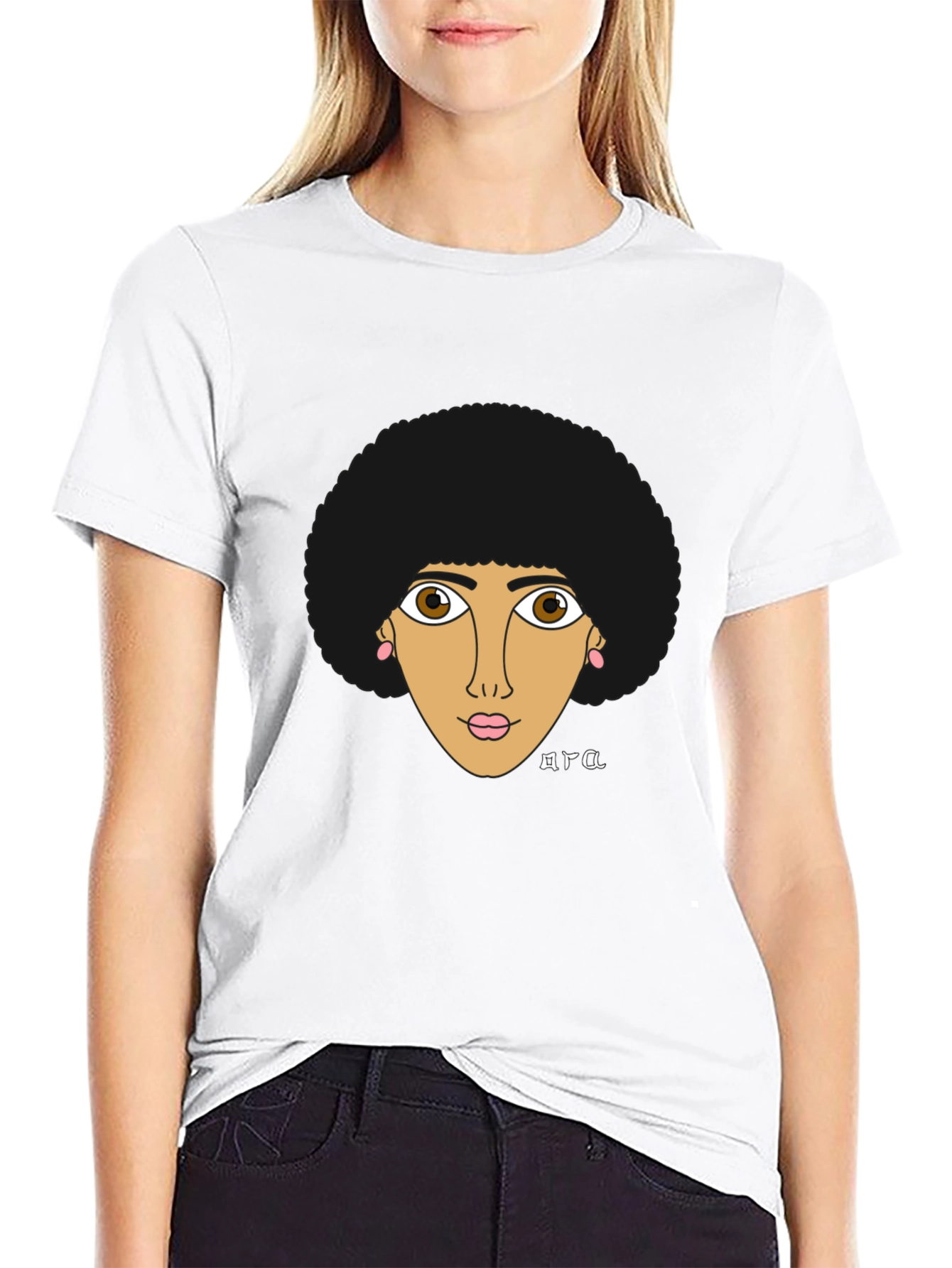 Afro Girl Graphic Tee - Stylish Black T-Shirt