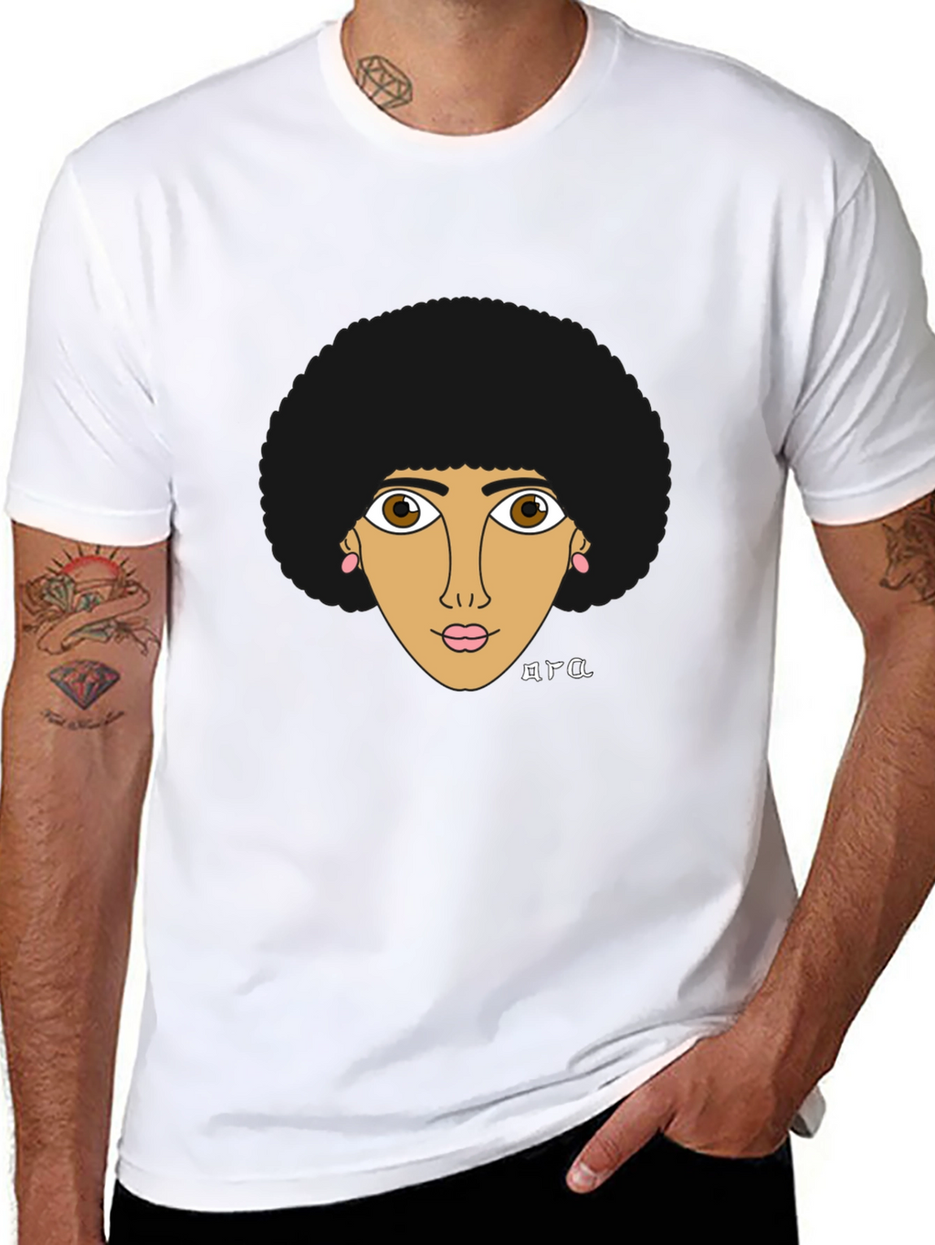 Afro Girl Graphic Tee - Stylish Black T-Shirt