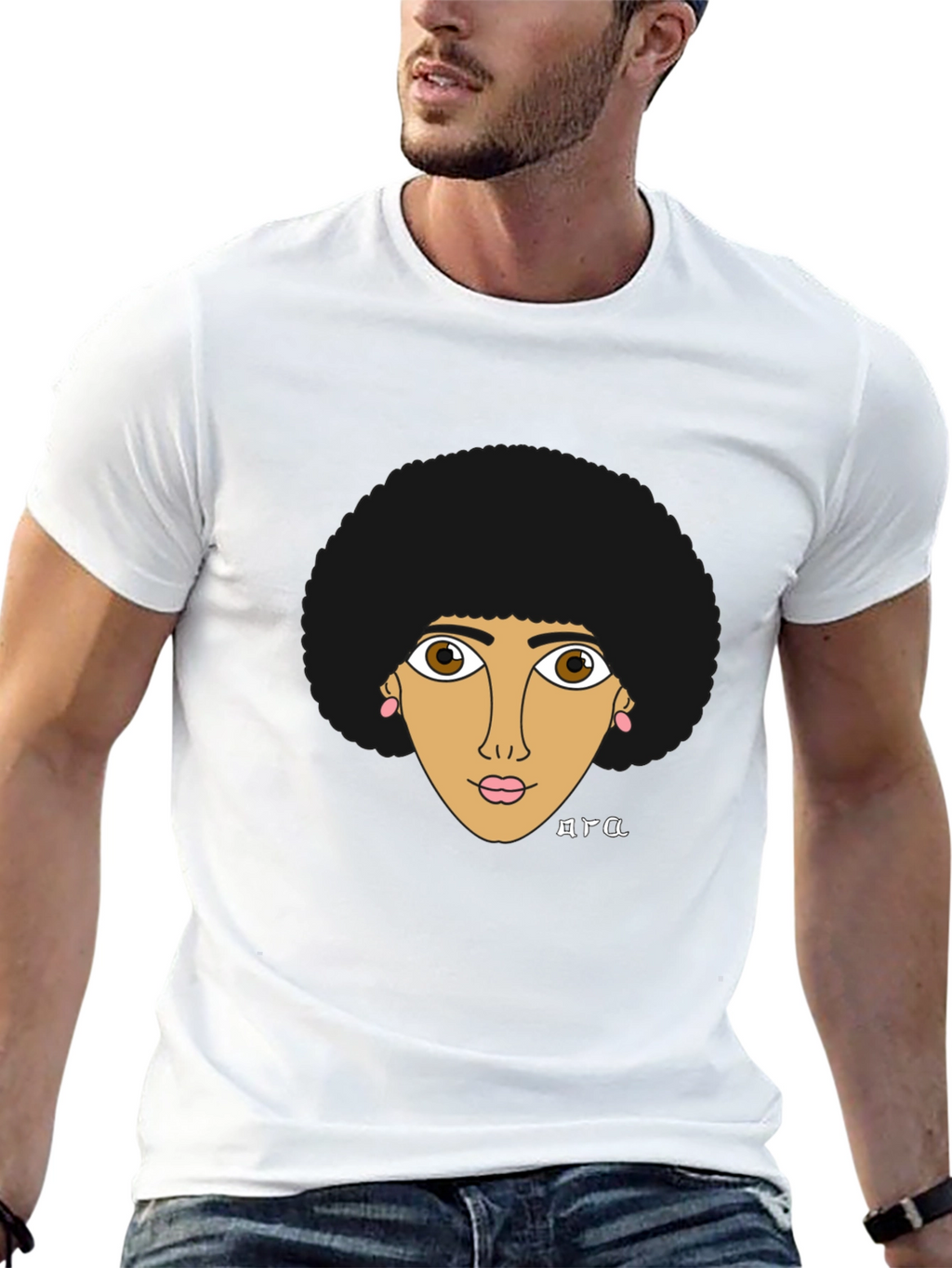 Afro Girl Graphic Tee - Stylish Black T-Shirt