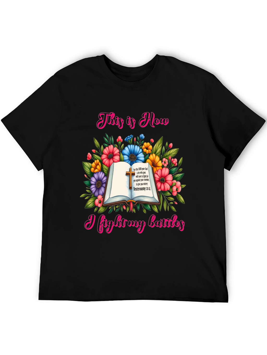 Faithful Battles T-Shirt: Floral Book Design