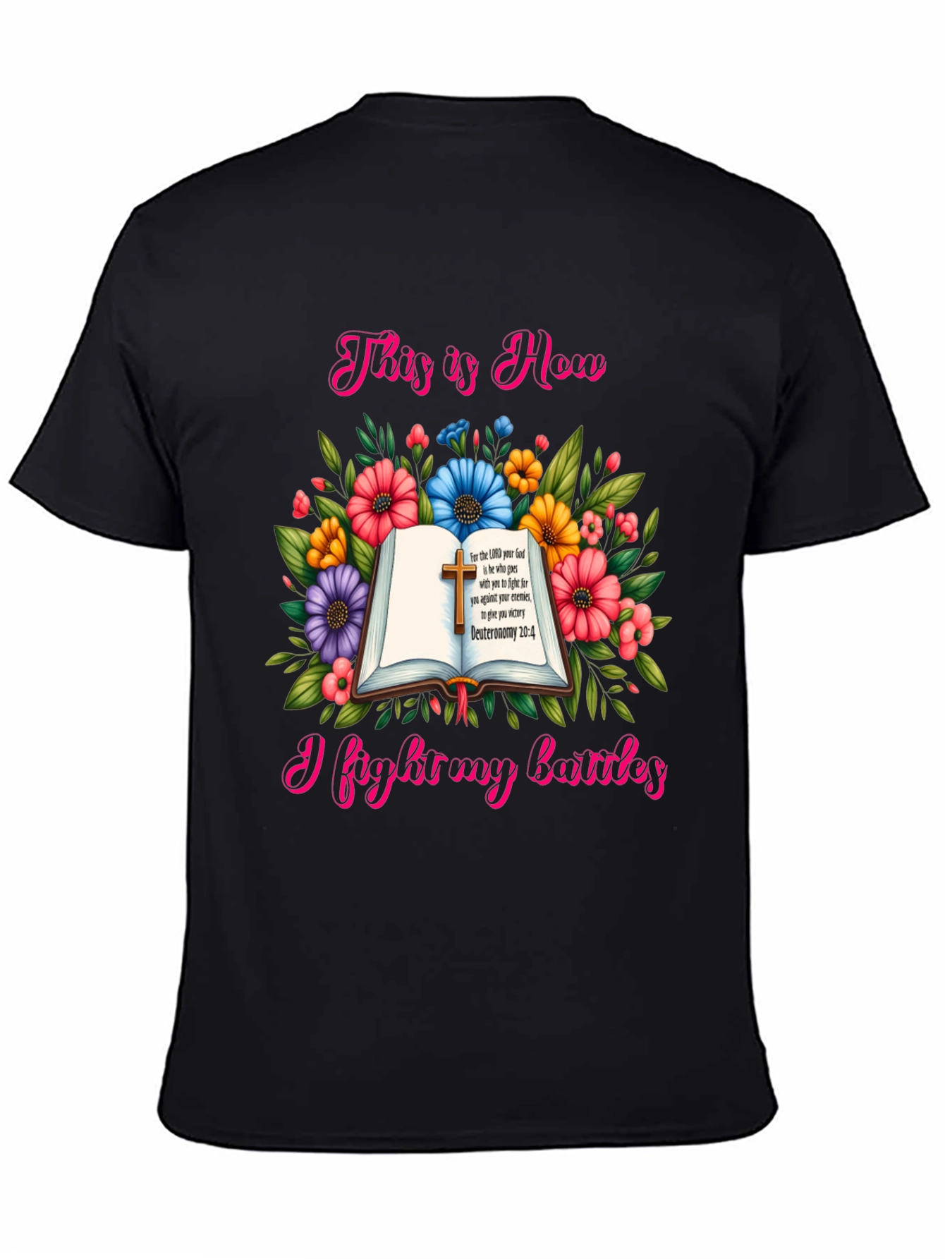 Faithful Battles T-Shirt: Floral Book Design