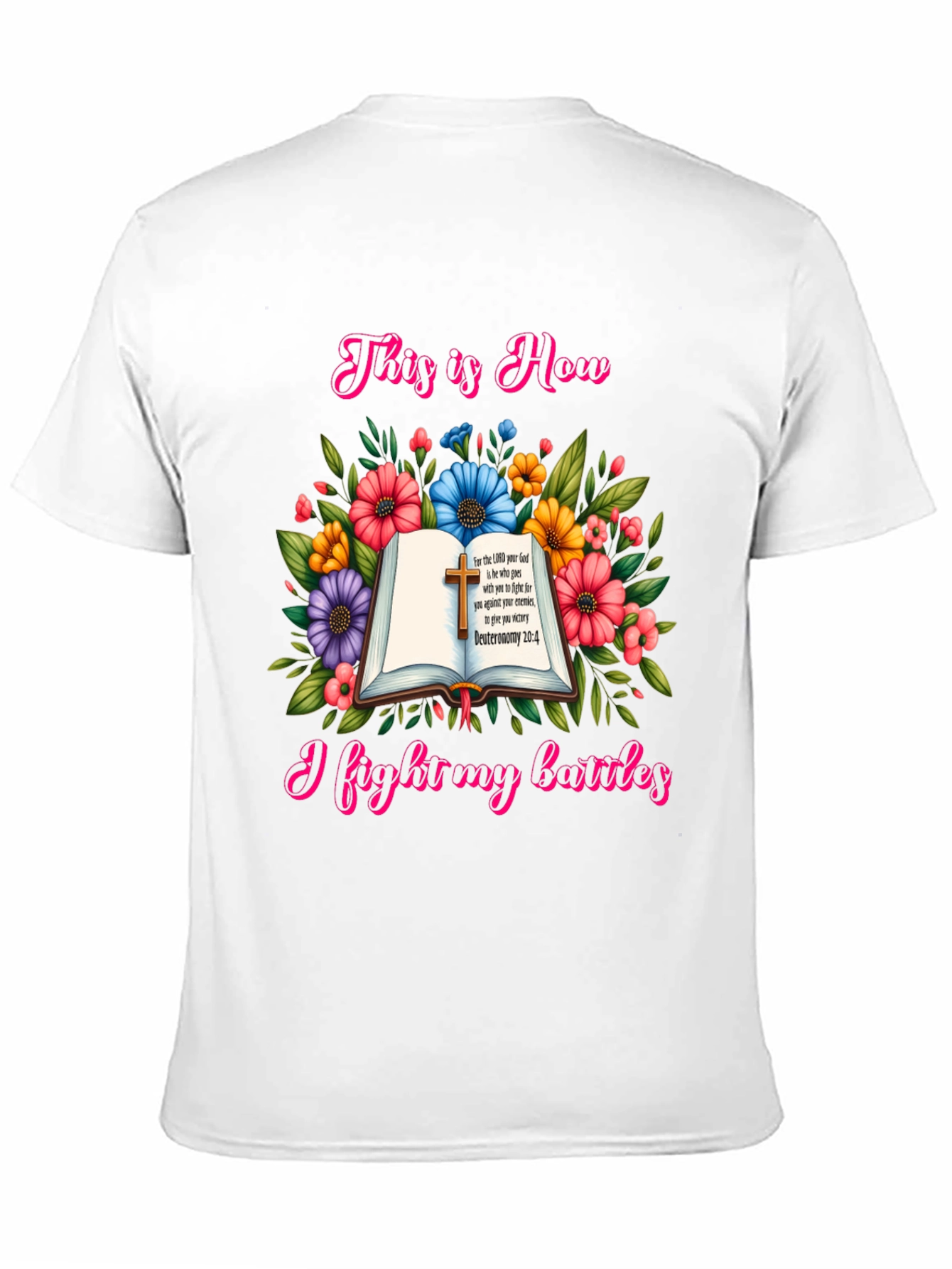 Faithful Battles T-Shirt: Floral Book Design