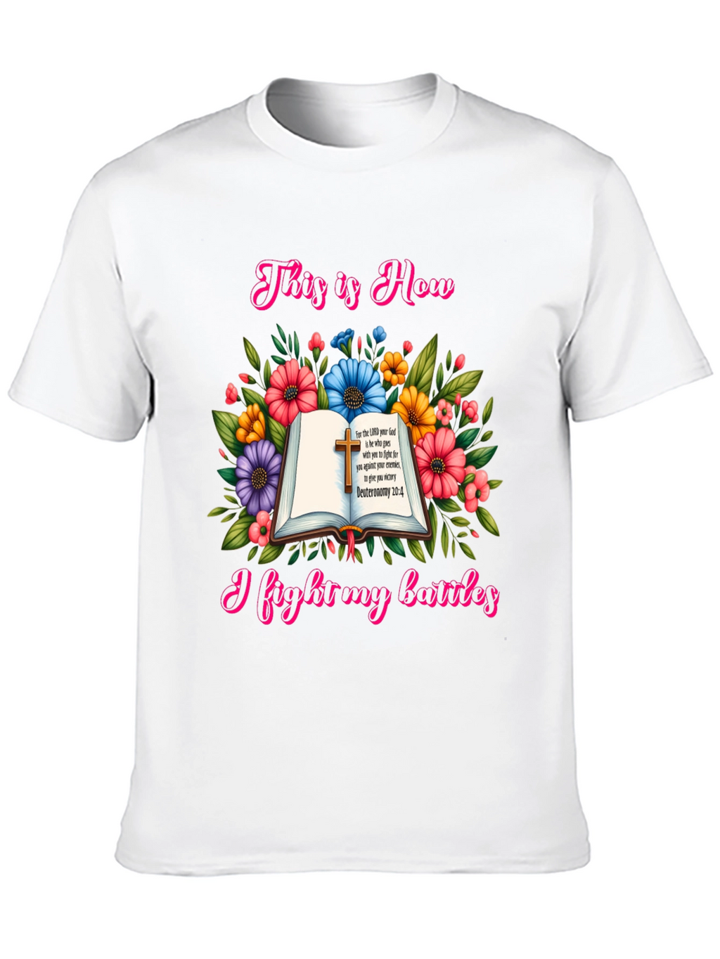 Faithful Battles T-Shirt: Floral Book Design
