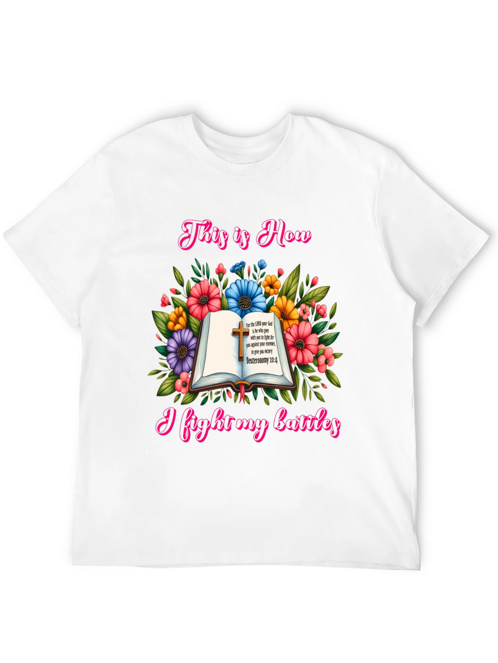 Faithful Battles T-Shirt: Floral Book Design