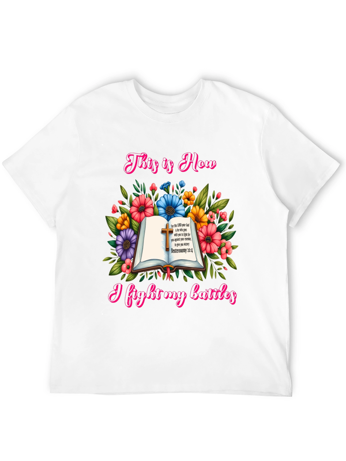 Faithful Battles T-Shirt: Floral Book Design