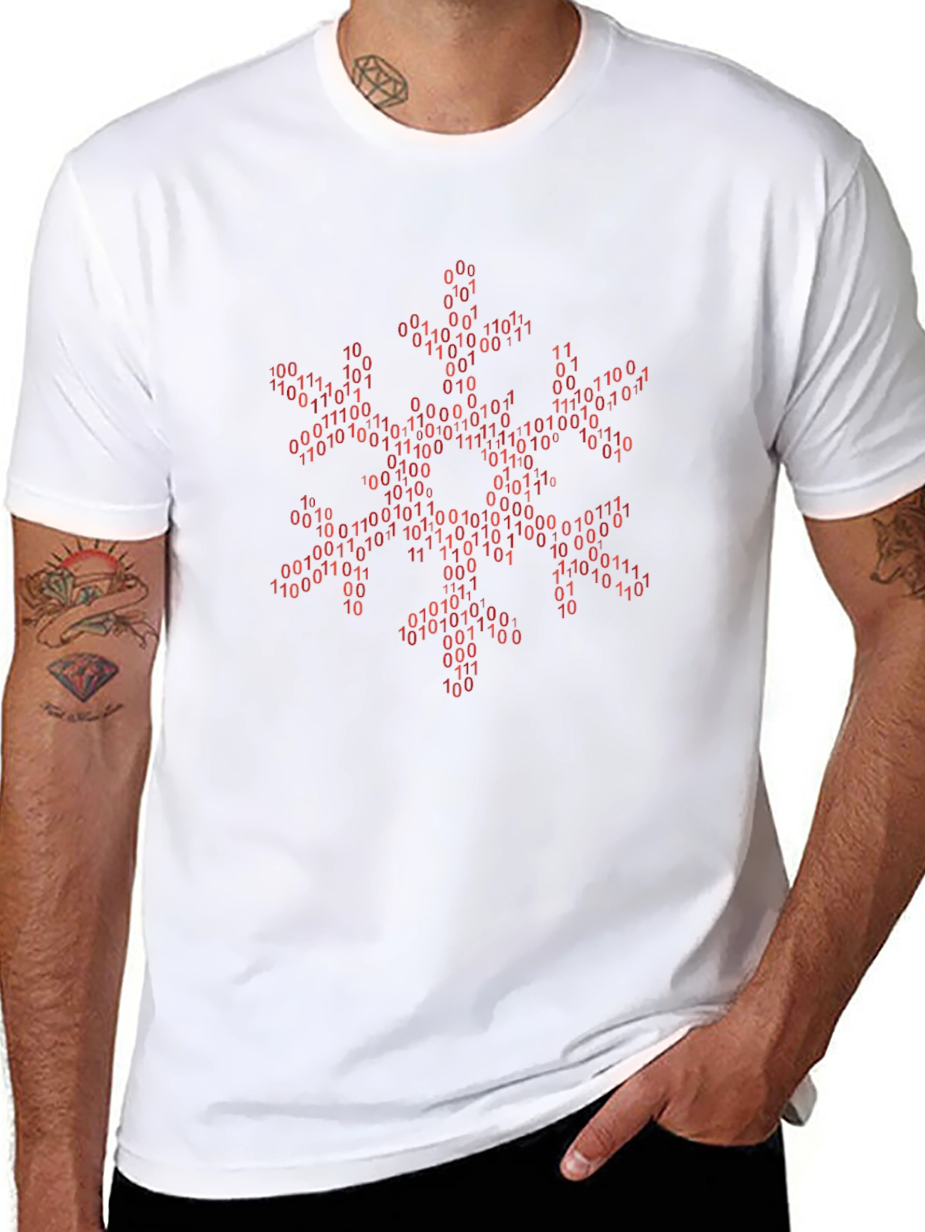 Binary Snowflake Graphic Tee - Coding Winter Shirt