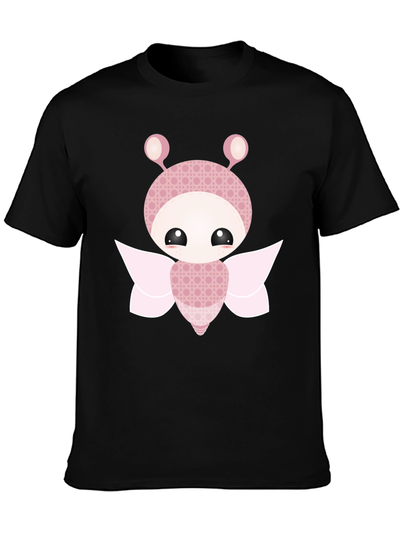 Cute Cartoon Butterfly Graphic Black T-Shirt