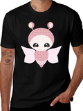 Cute Cartoon Butterfly Graphic Black T-Shirt