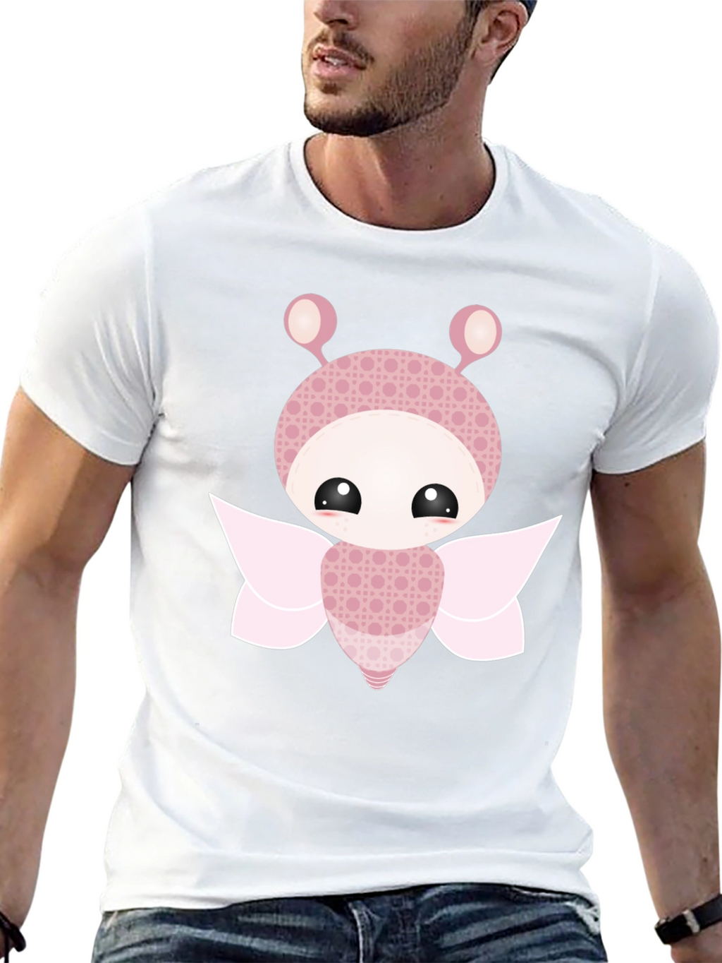 Cute Cartoon Butterfly Graphic Black T-Shirt