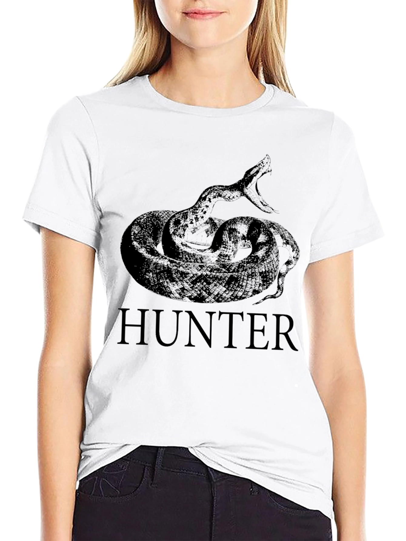 Mens Black HUNTER Snake Graphic T-Shirt