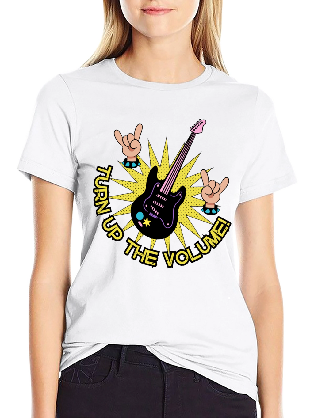 Turn Up the Volume Graphic Tee - Rock On!