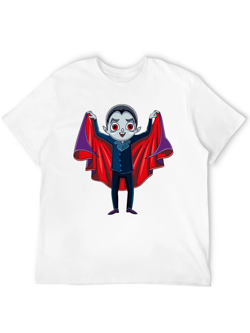 Cute Vampire Cartoon Graphic Print Black T-Shirt