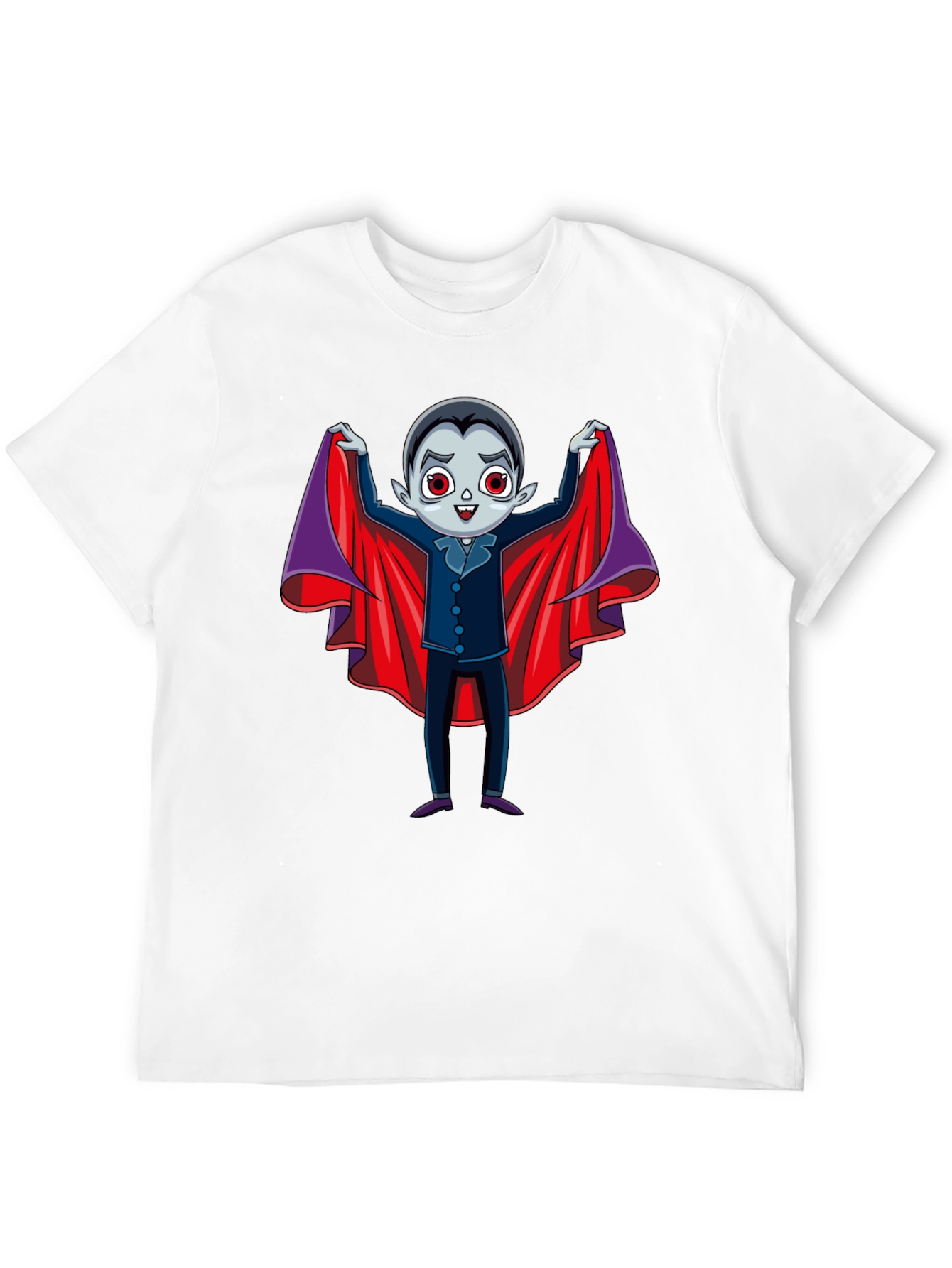 Cute Vampire Cartoon Graphic Print Black T-Shirt