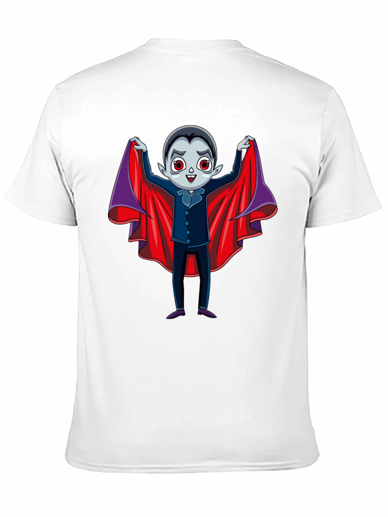 Cute Vampire Cartoon Graphic Print Black T-Shirt