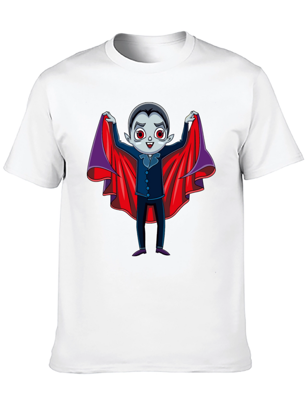 Cute Vampire Cartoon Graphic Print Black T-Shirt
