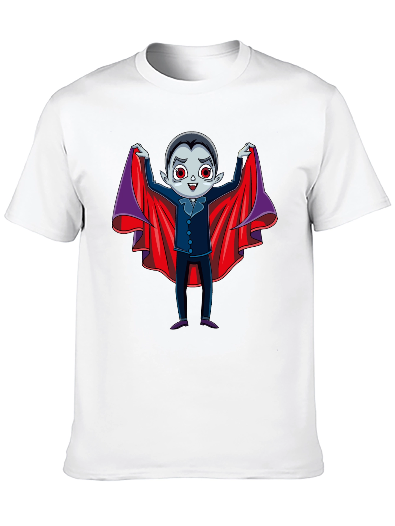 Cute Vampire Cartoon Graphic Print Black T-Shirt