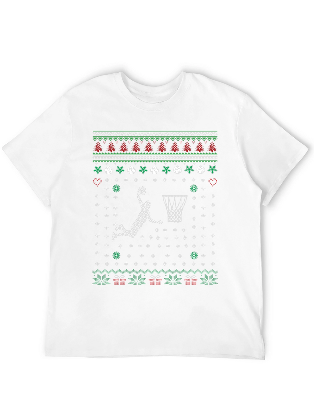 Festive Basketball Ugly Christmas T-Shirt