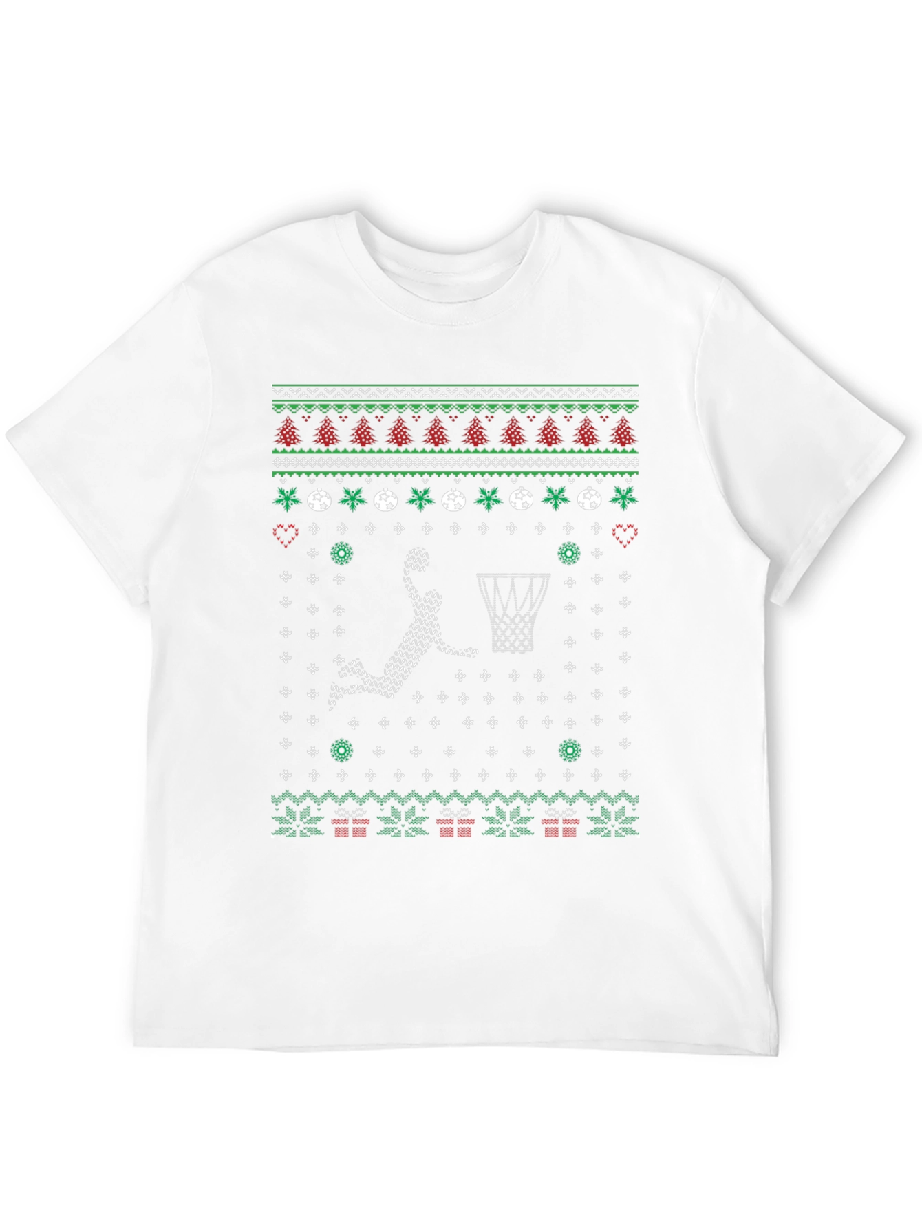 Festive Basketball Ugly Christmas T-Shirt