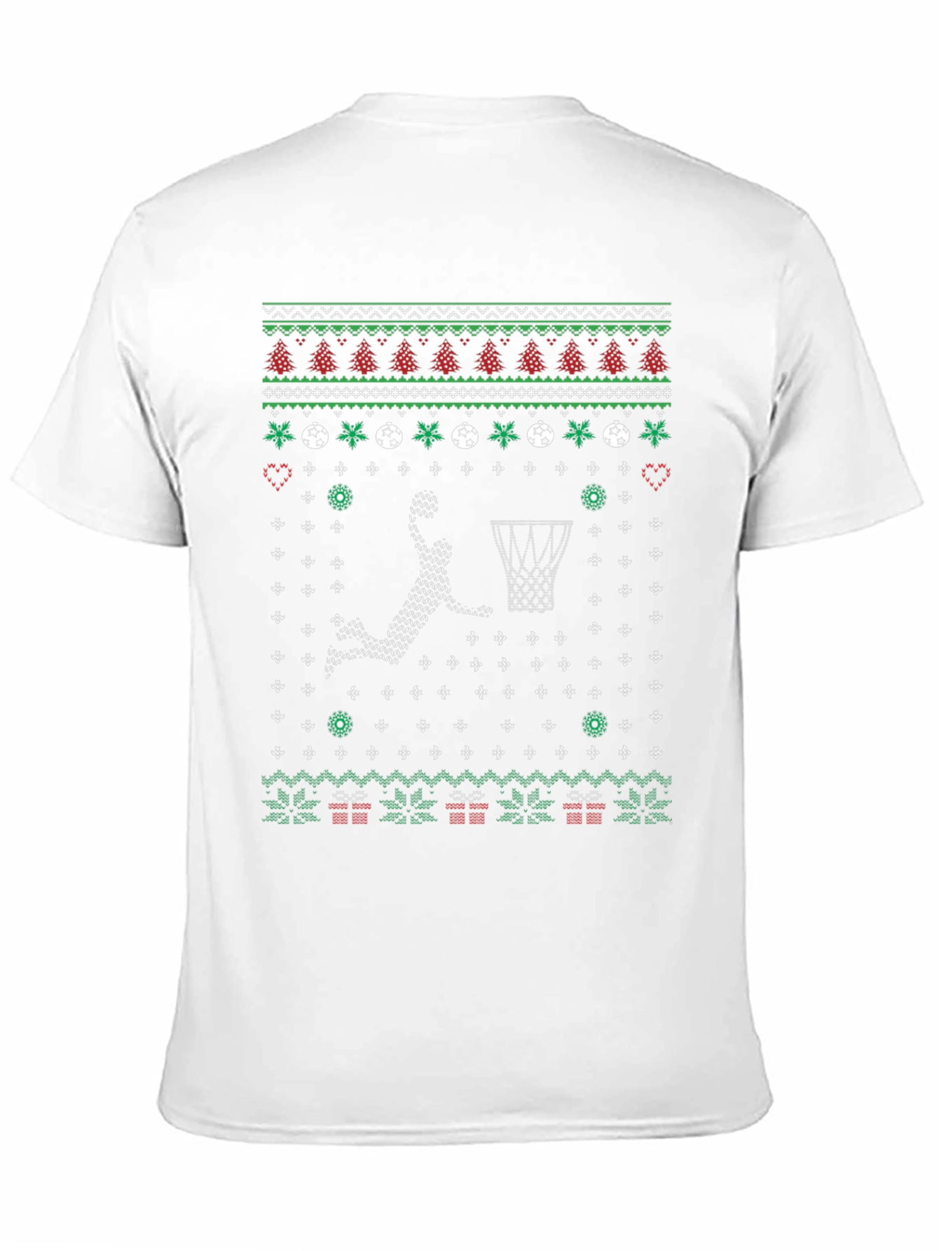 Festive Basketball Ugly Christmas T-Shirt