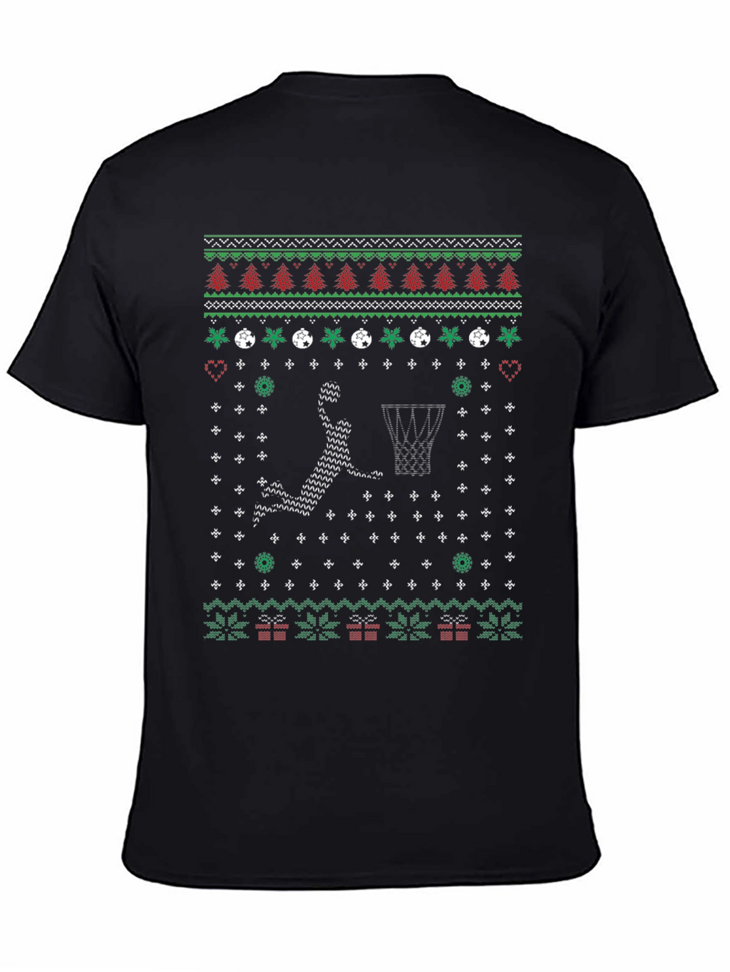 Festive Basketball Ugly Christmas T-Shirt