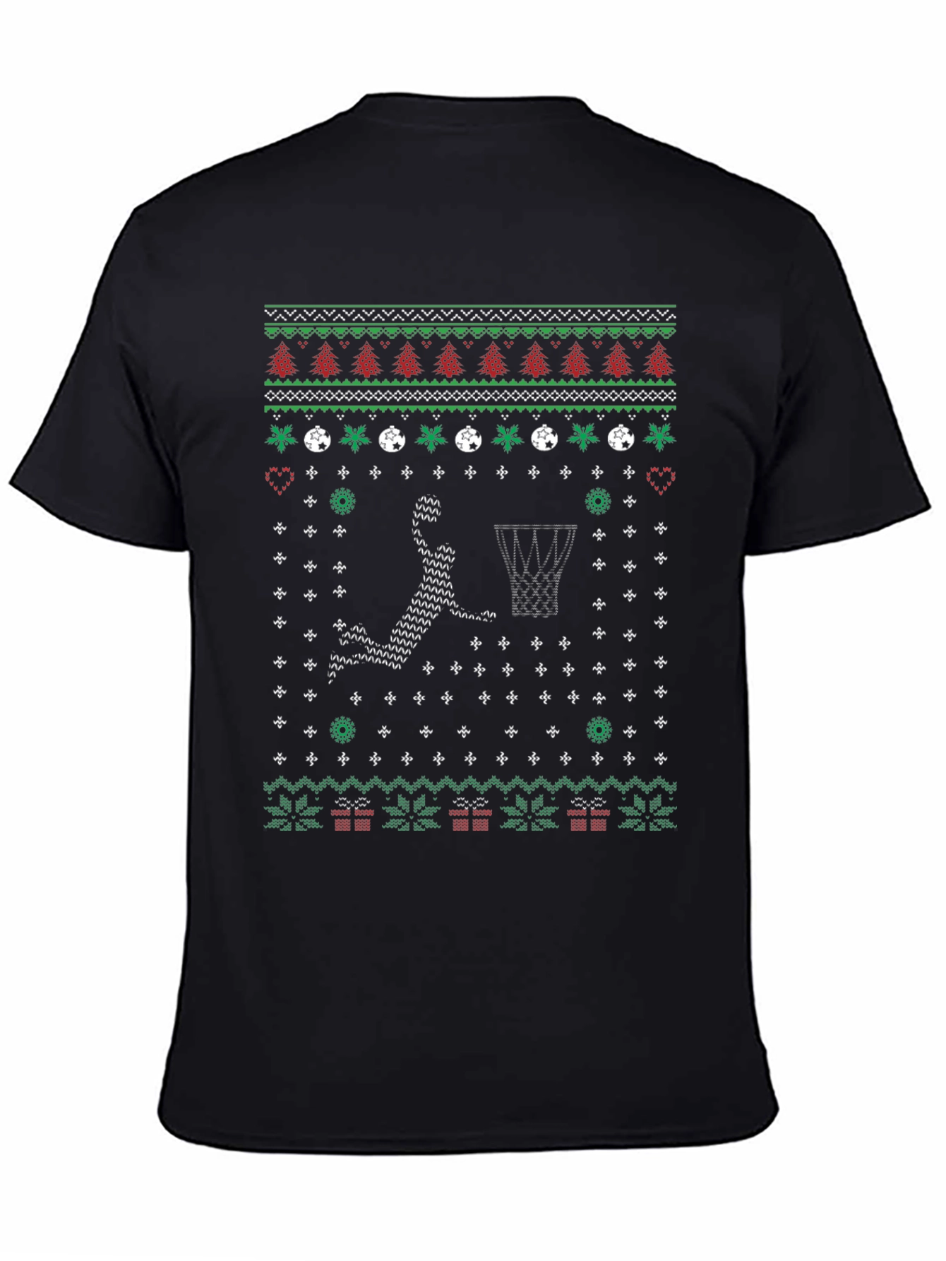 Festive Basketball Ugly Christmas T-Shirt