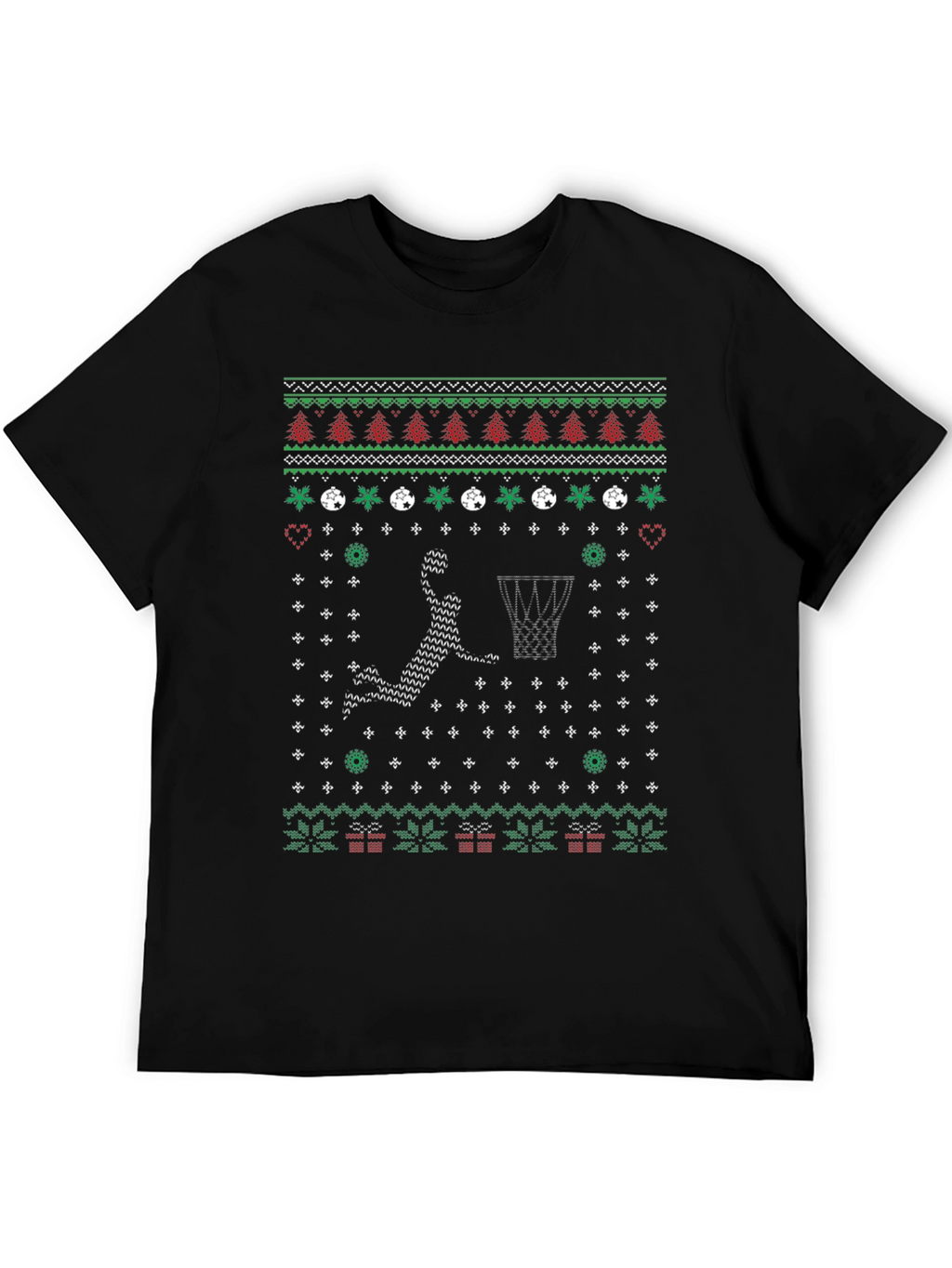 Festive Basketball Ugly Christmas T-Shirt