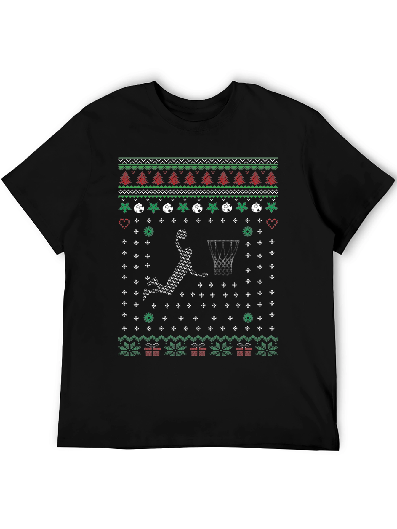 Festive Basketball Ugly Christmas T-Shirt