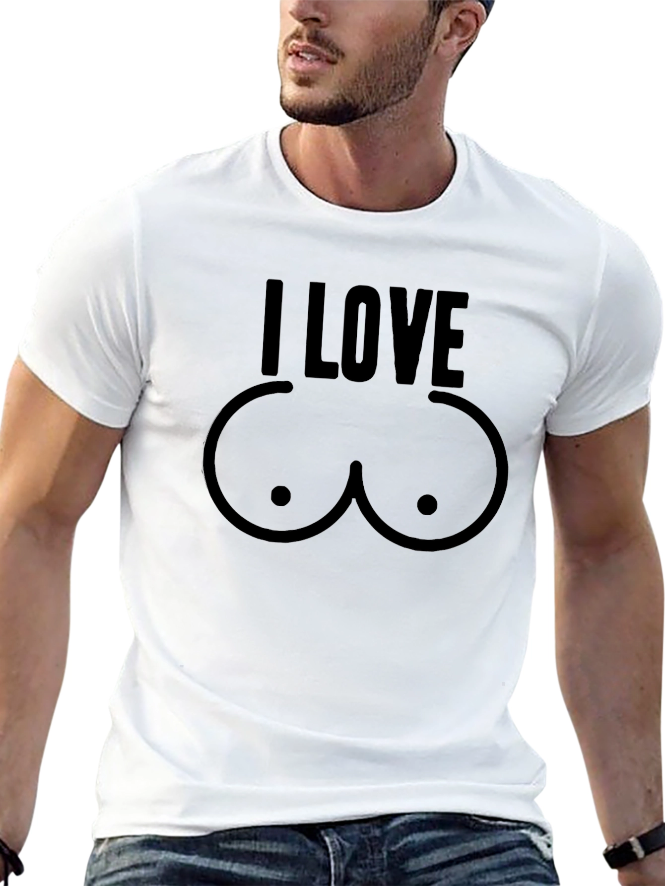 I LOVE Boobs T-Shirt Funny Graphic Tee