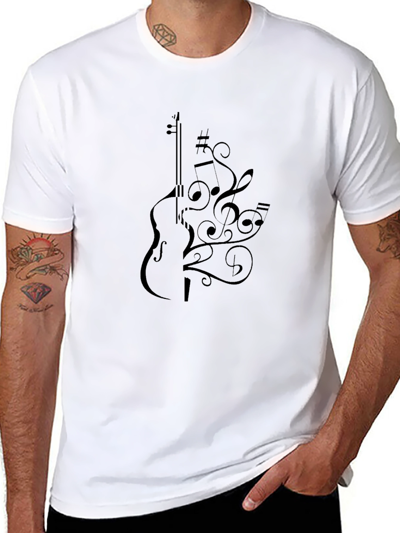 Musical Notes Violin Graphic T-Shirt