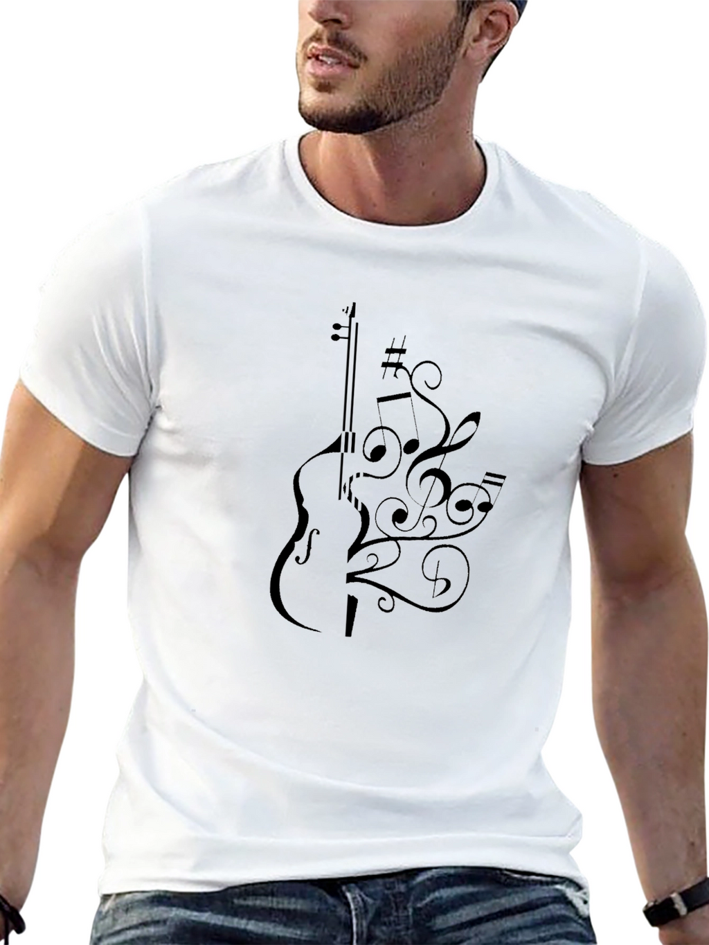 Musical Notes Violin Graphic T-Shirt