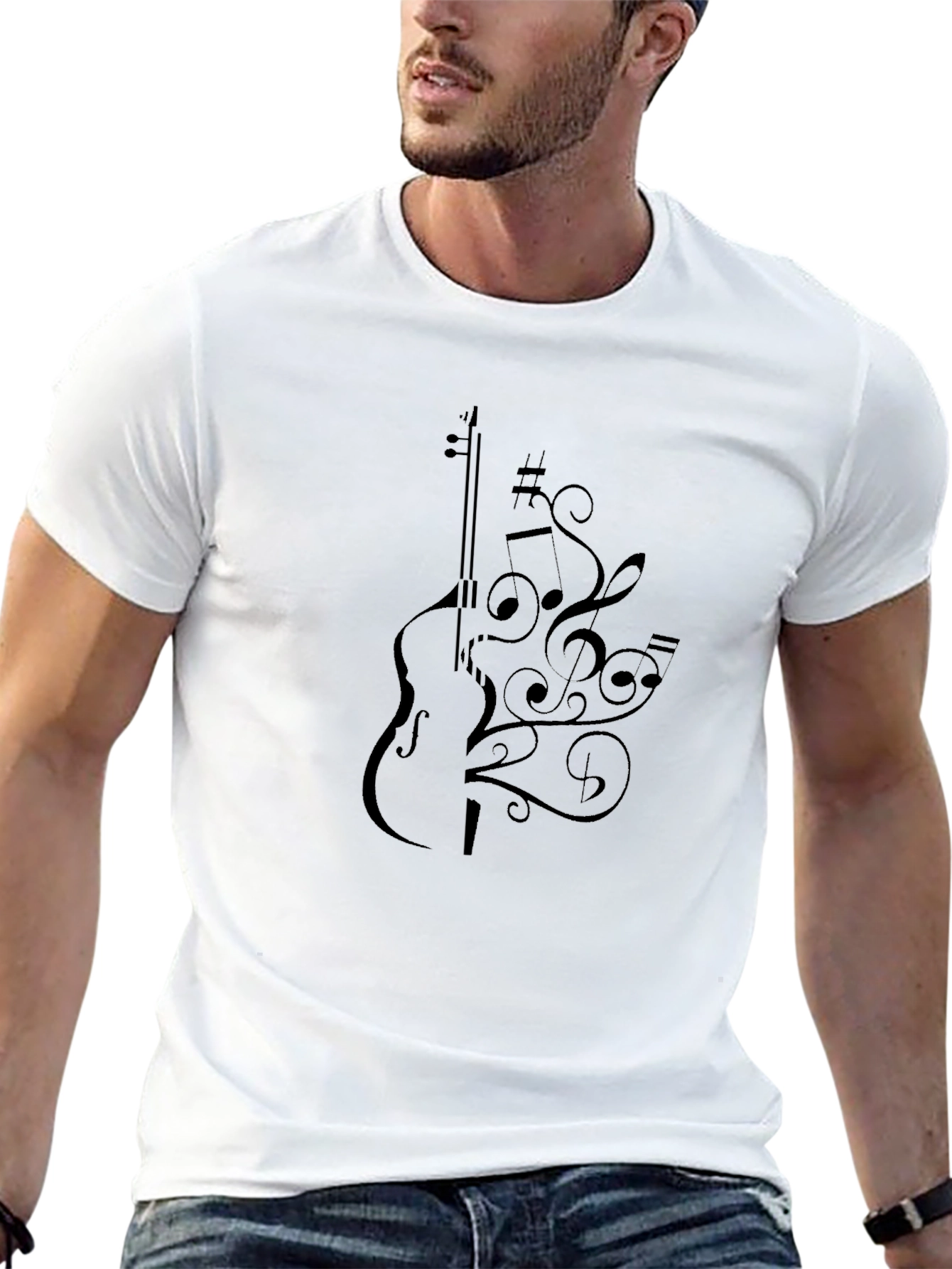Musical Notes Violin Graphic T-Shirt