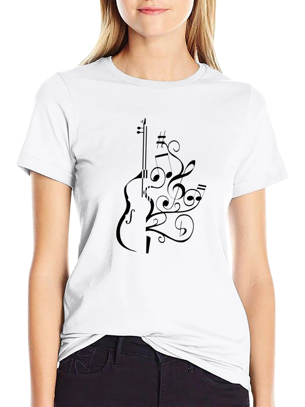 Musical Notes Violin Graphic T-Shirt