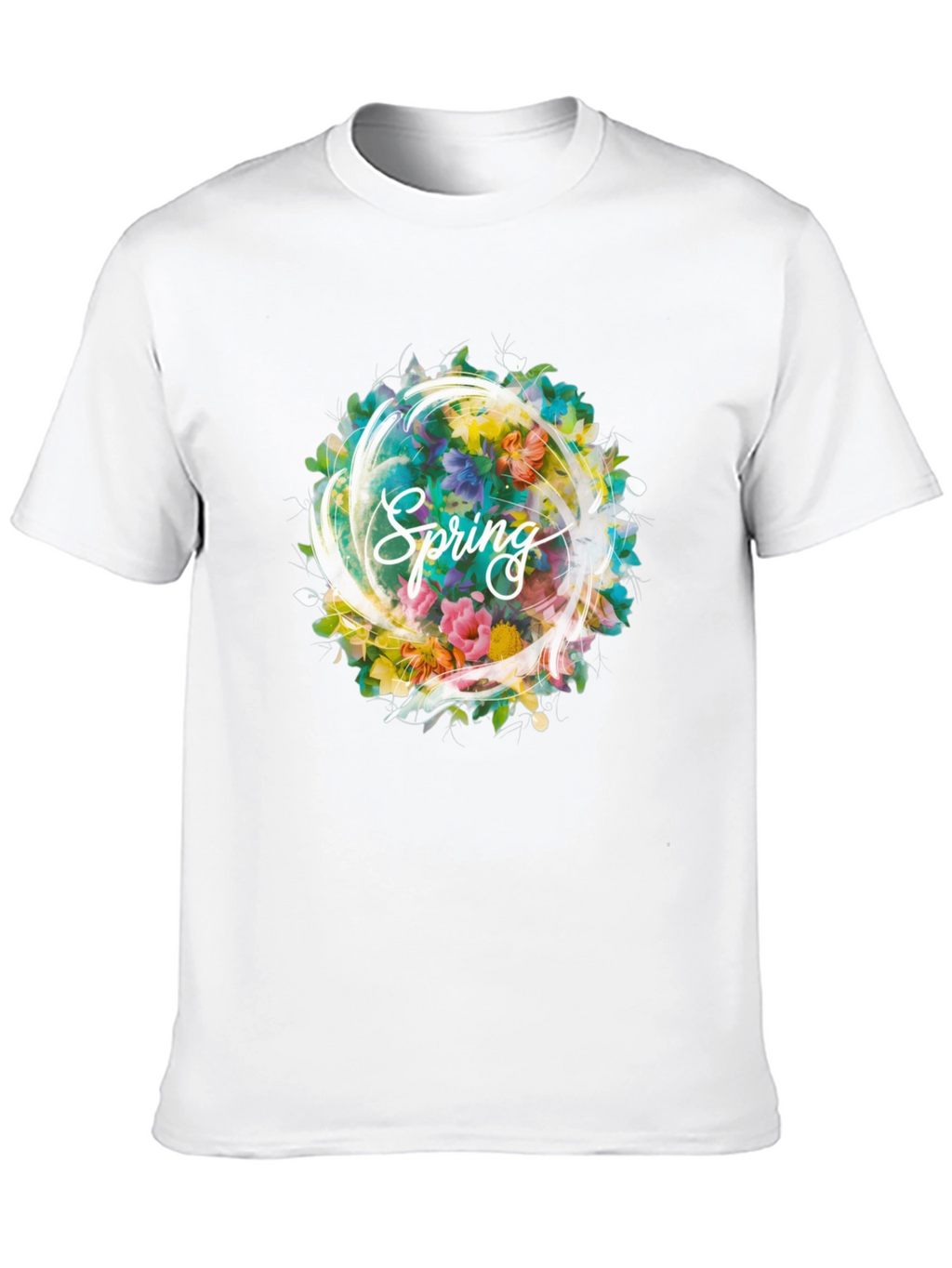 Spring Floral Graphic Black T-Shirt
