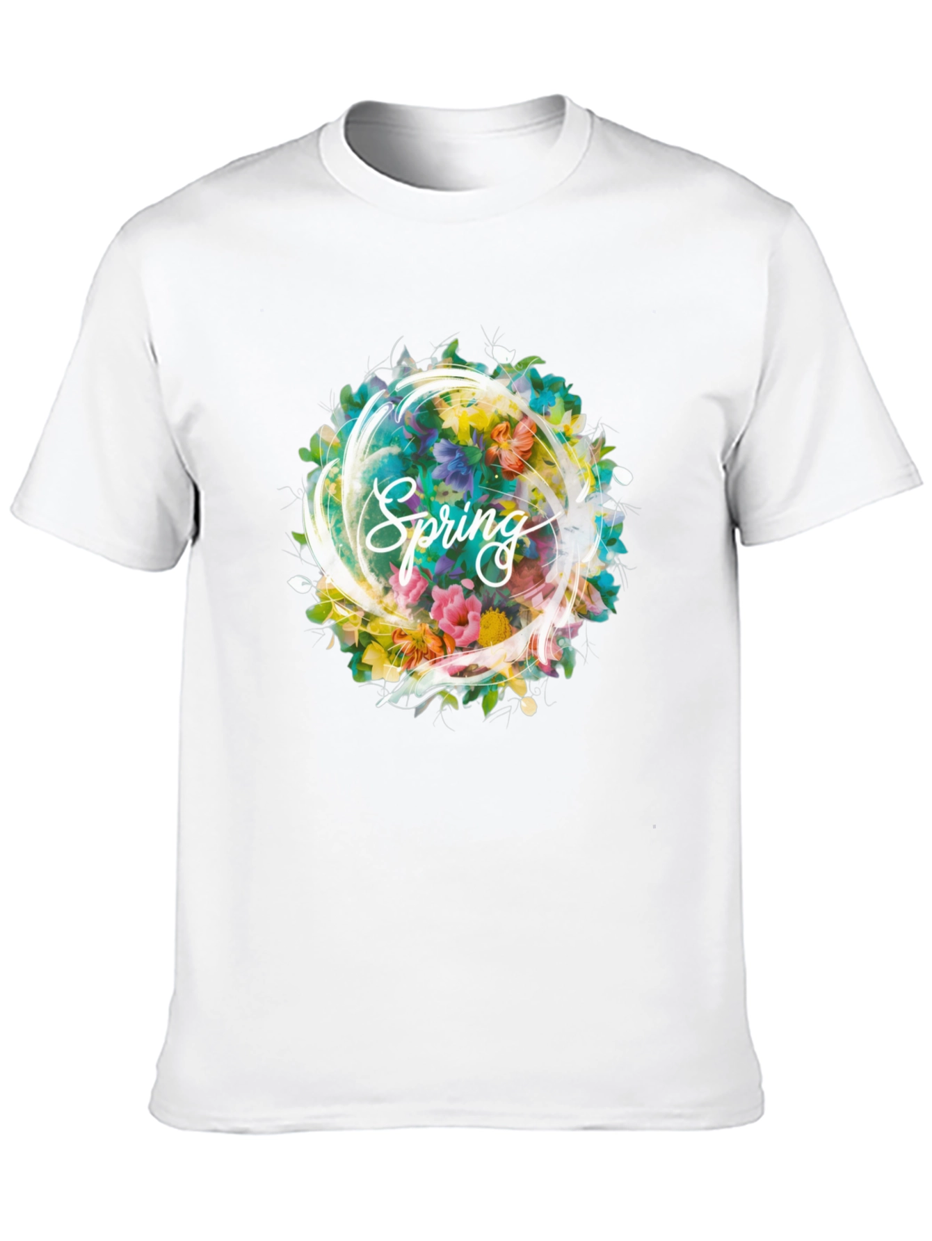 Spring Floral Graphic Black T-Shirt