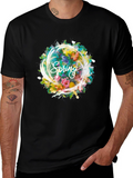 Spring Floral Graphic Black T-Shirt