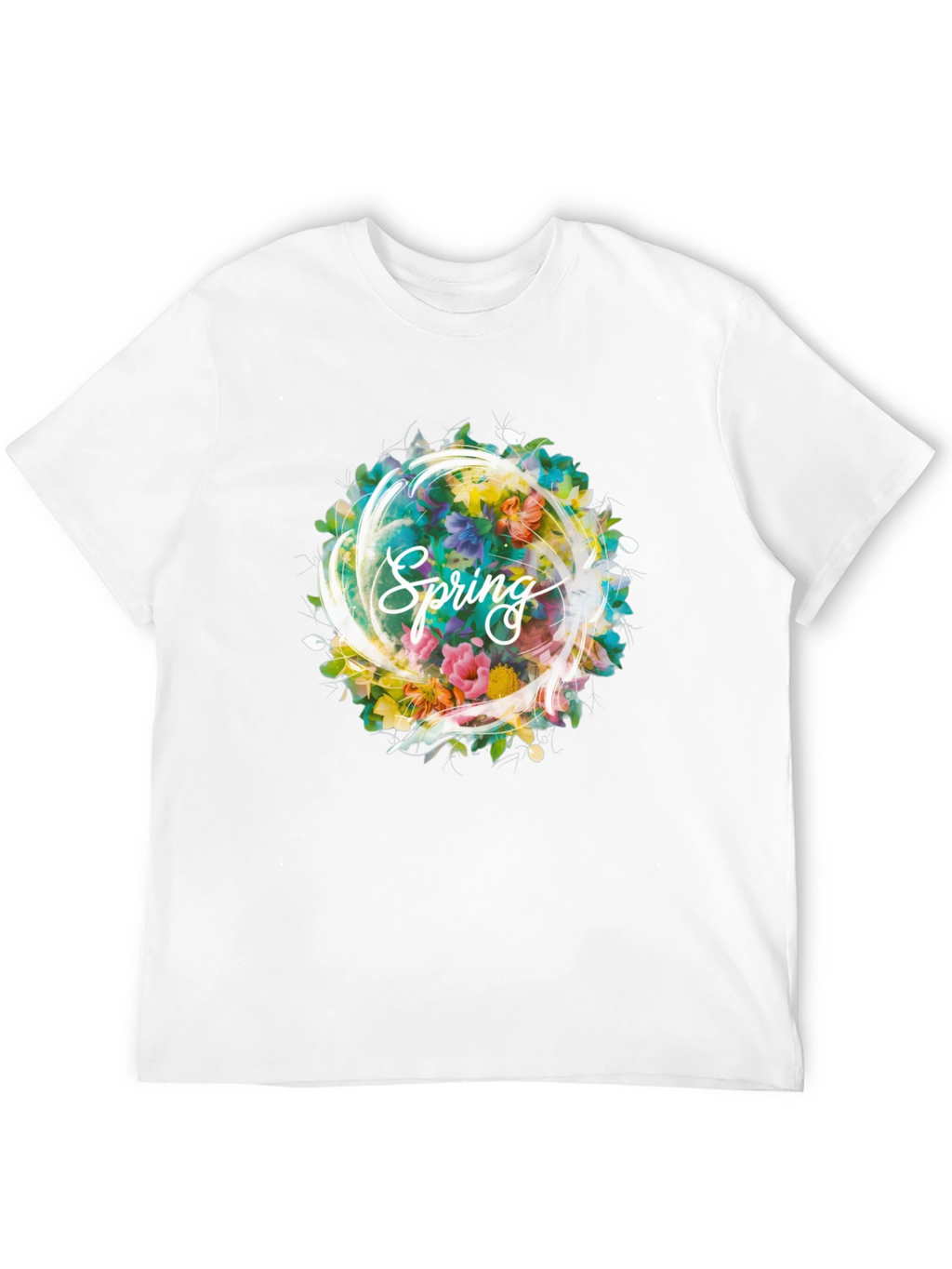 Spring Floral Graphic Black T-Shirt